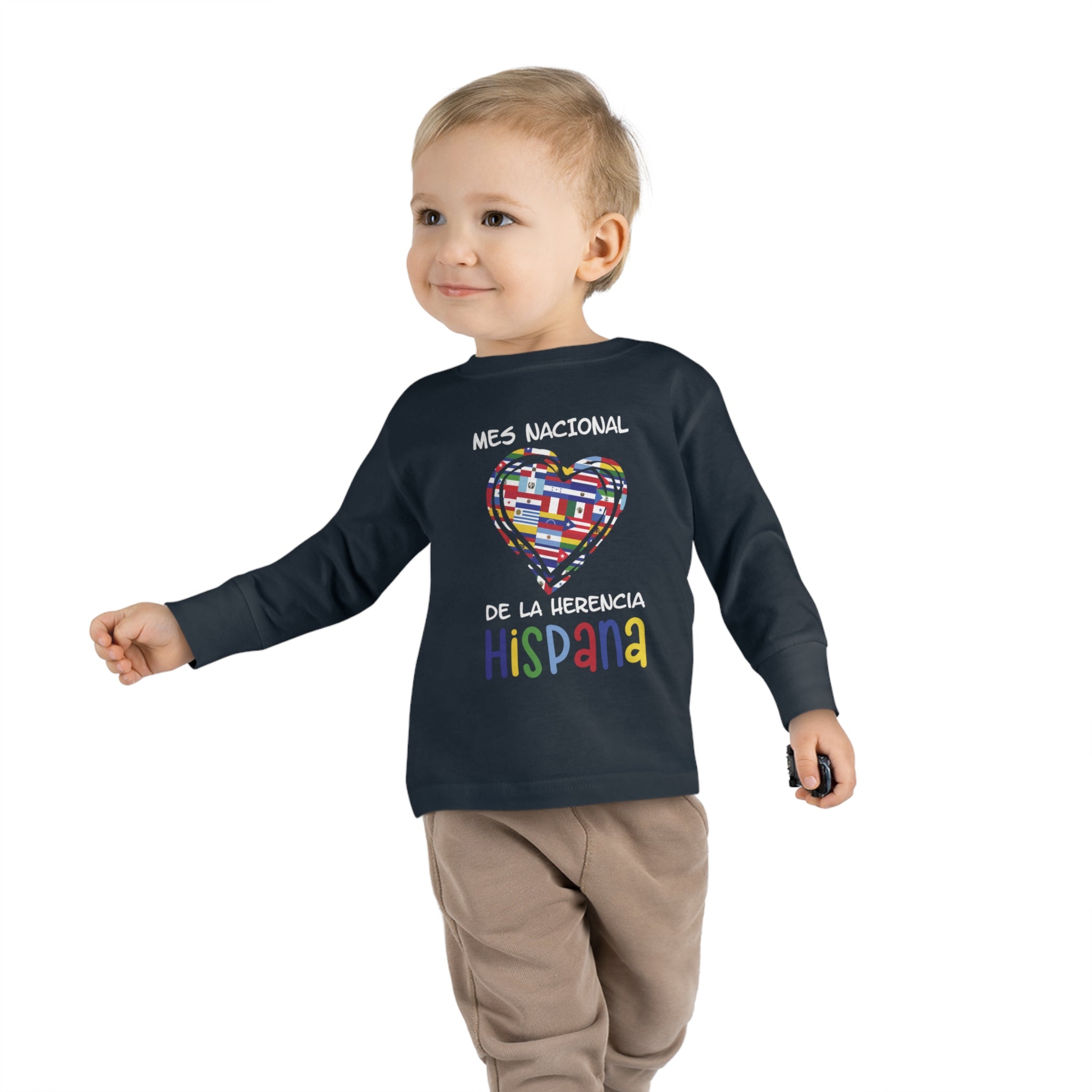 Mes Nacional Heart - Hispanic Heritage Month Toddler Long Sleeve Tee