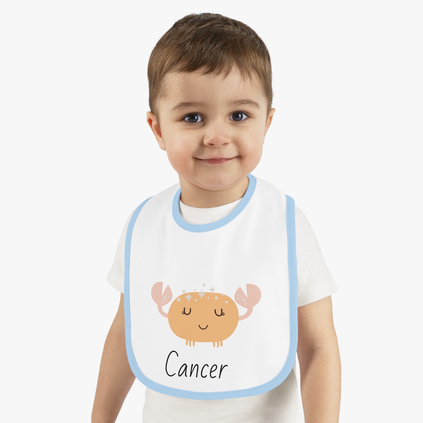 Cancer Bib, Cancer Baby Bib, Zodiac Sign Bib, Baby Contrast Trim Jersey Bib