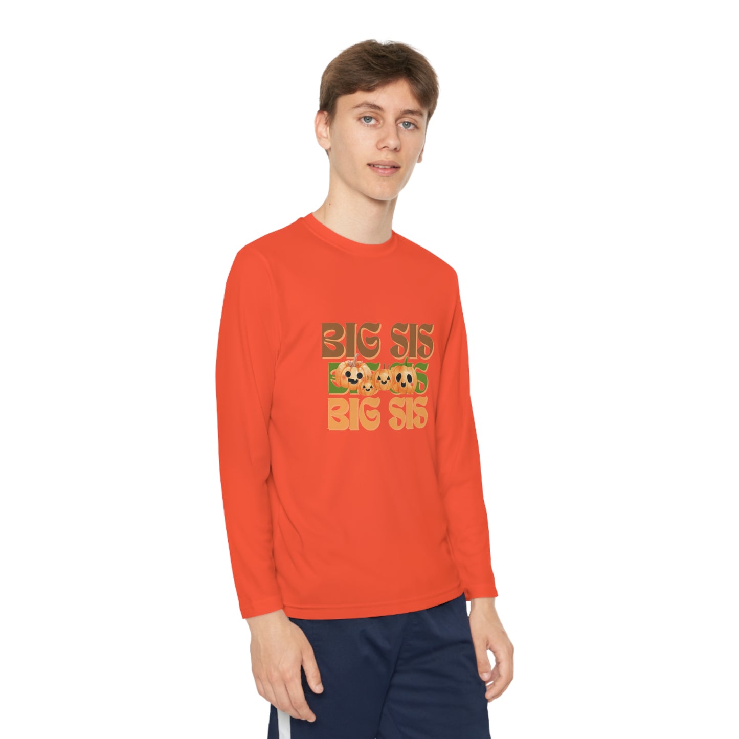 Big Sis Pumpkin Youth Long Sleeve Competitor Tee