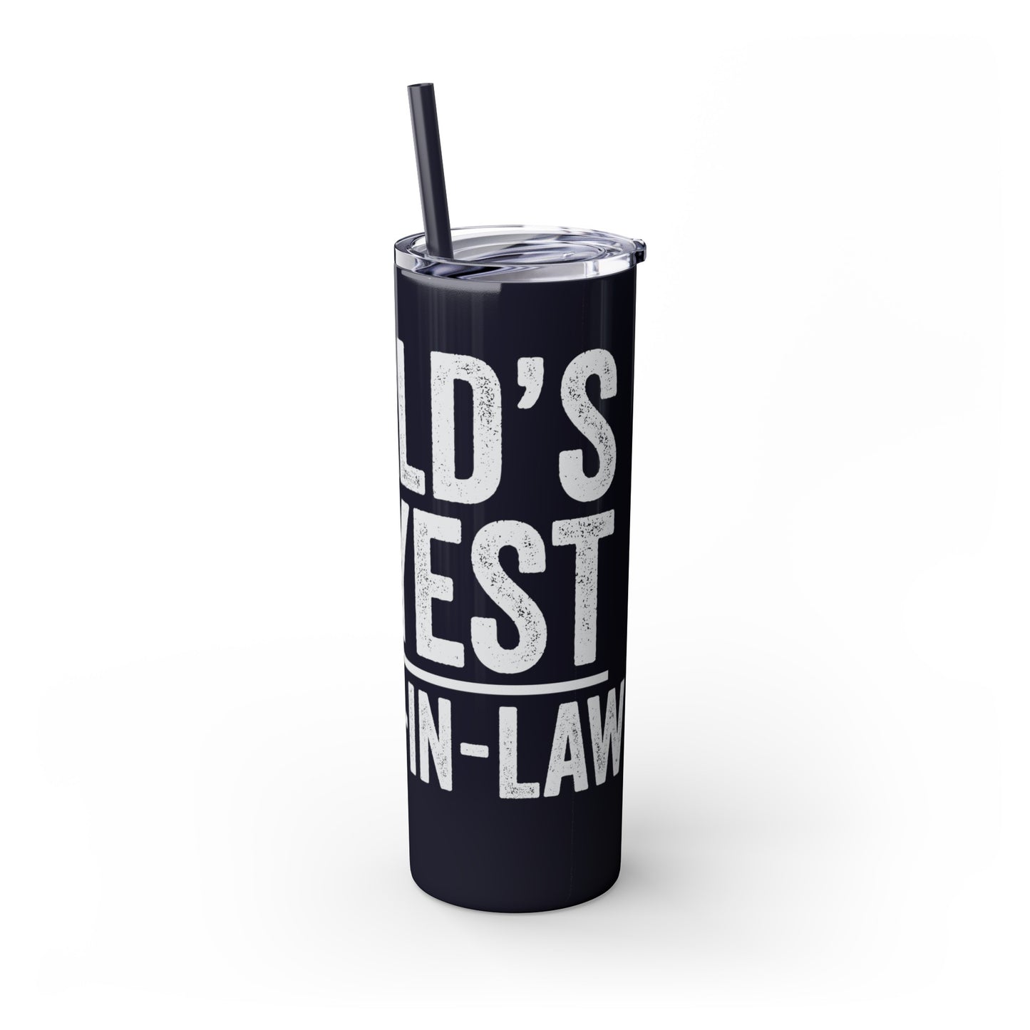 World's  Okayest Father-In-Law Skinny Tumbler with Straw, 20oz