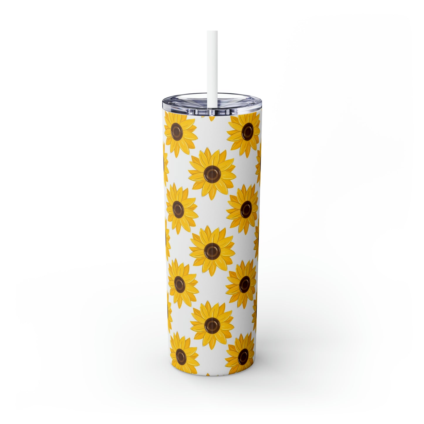 Yellow Daisies Skinny Tumbler with Straw, 20oz