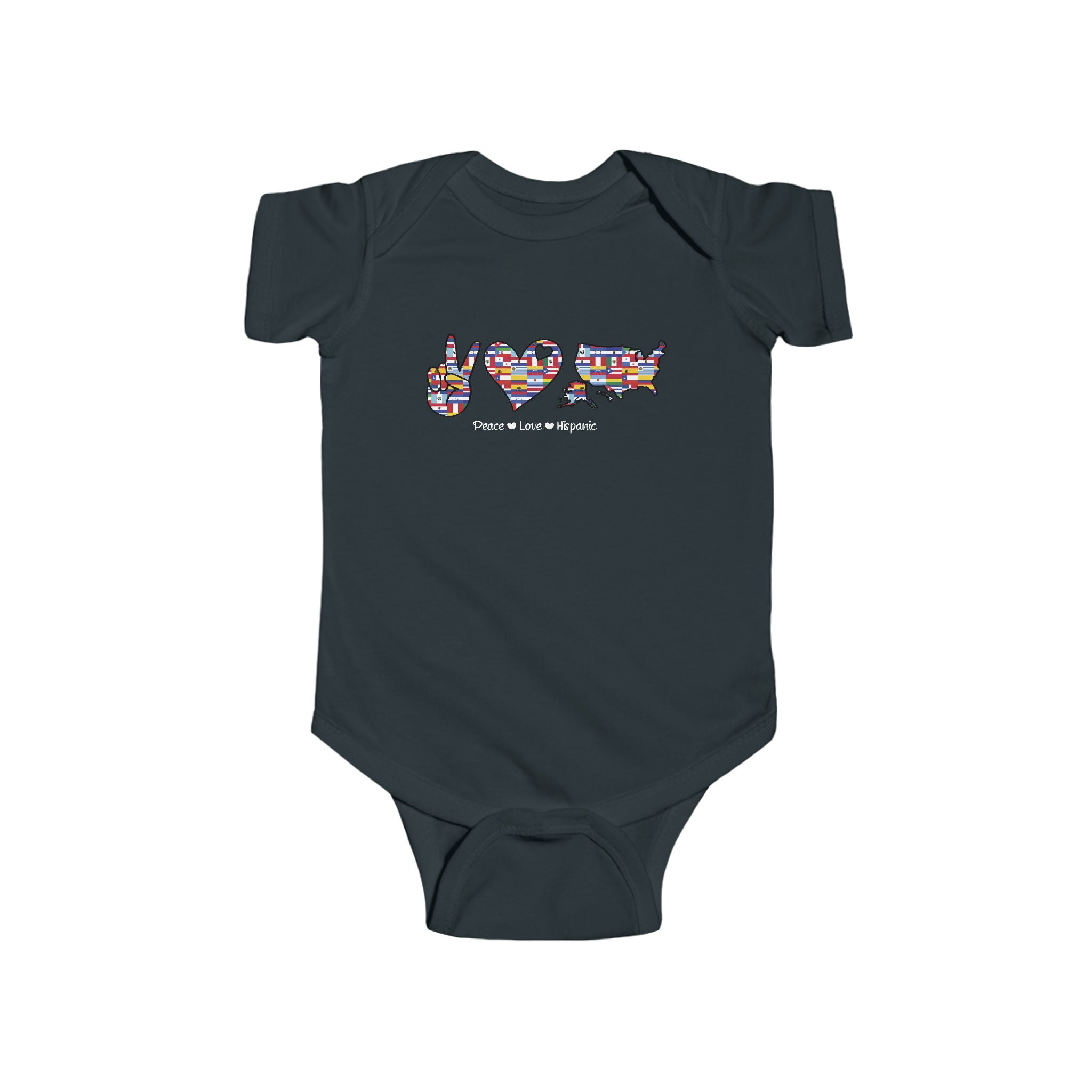 Peace, Love,  Hispanic - Hispanic Heritage Month Infant  Bodysuit