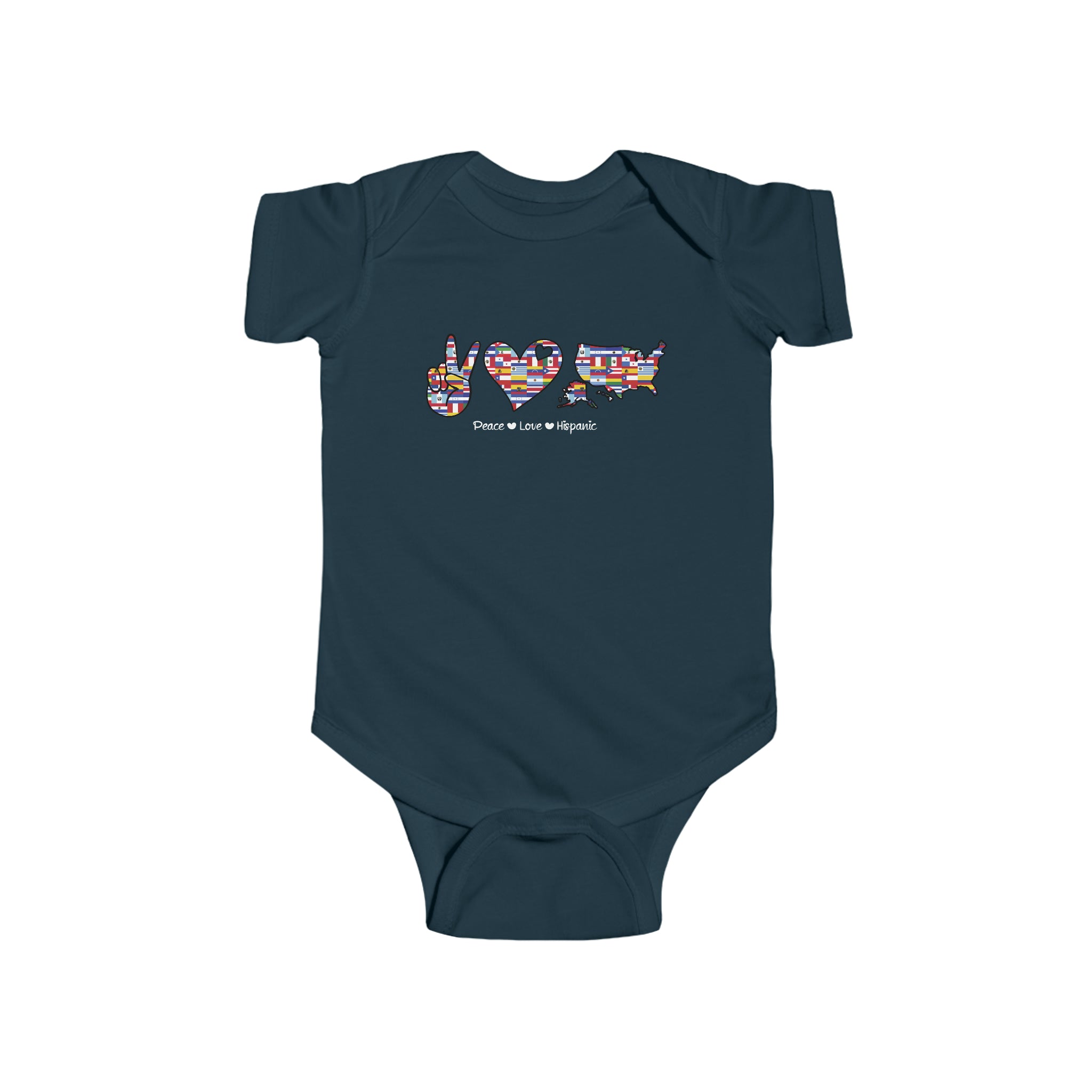 Peace, Love,  Hispanic - Hispanic Heritage Month Infant  Bodysuit