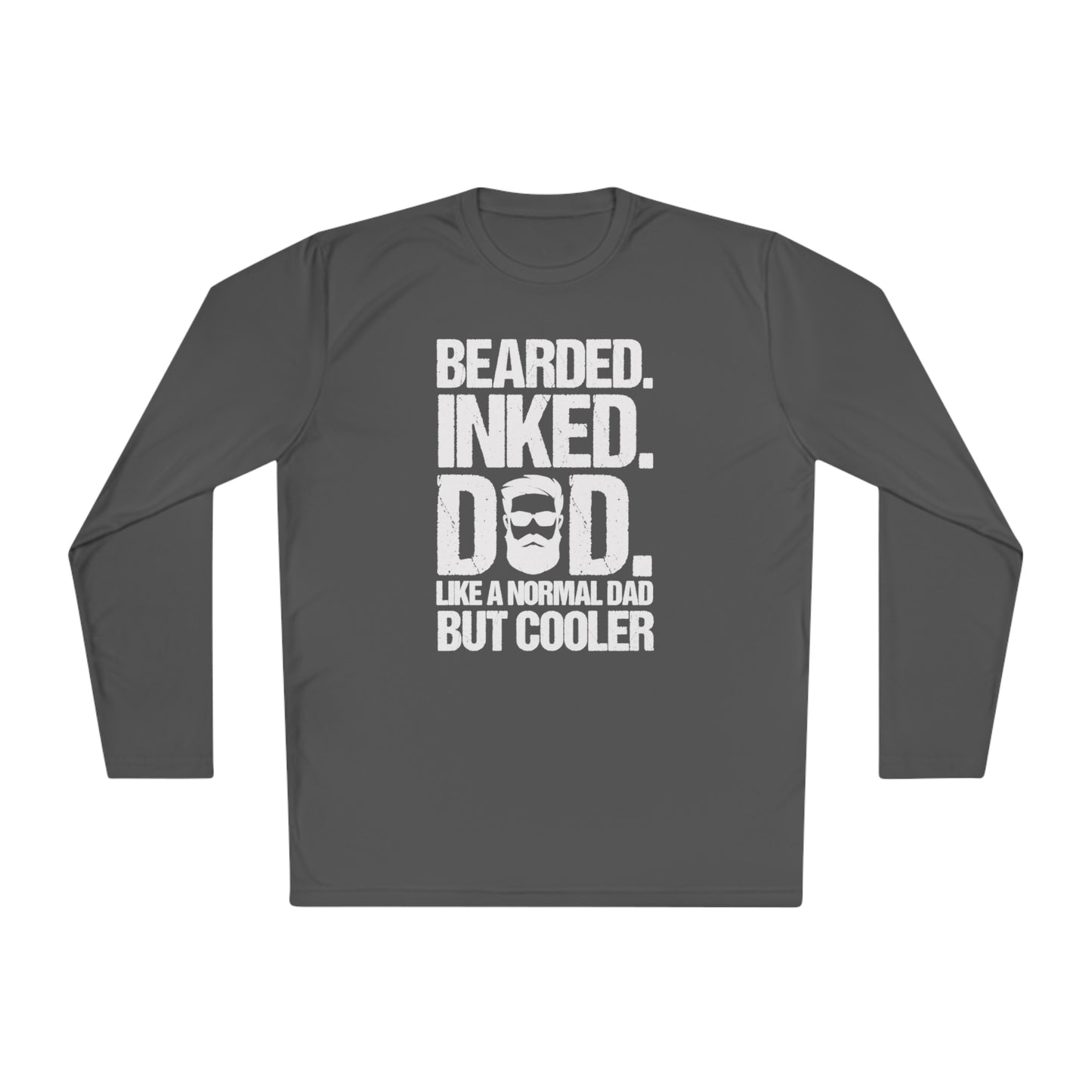 Bearded, Inked, Dad, Like a Normal Dad Just Cooler, Bearded Inked Dad Tee, Dad Tee, Unisex Lightweight Long Sleeve Tee