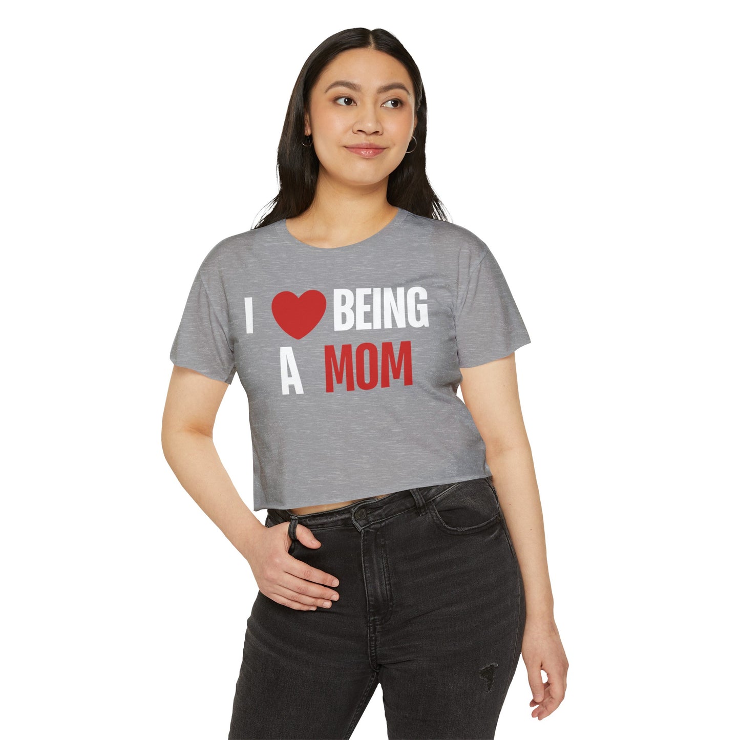 I Love Being A Mom, I Love Being A Mom T-Shirt, My Kids Think, My Family Thinks, My Child Thinks, A Mother Is, Custom Mothers Day Gift for Mom, Women's Festival Crop Top