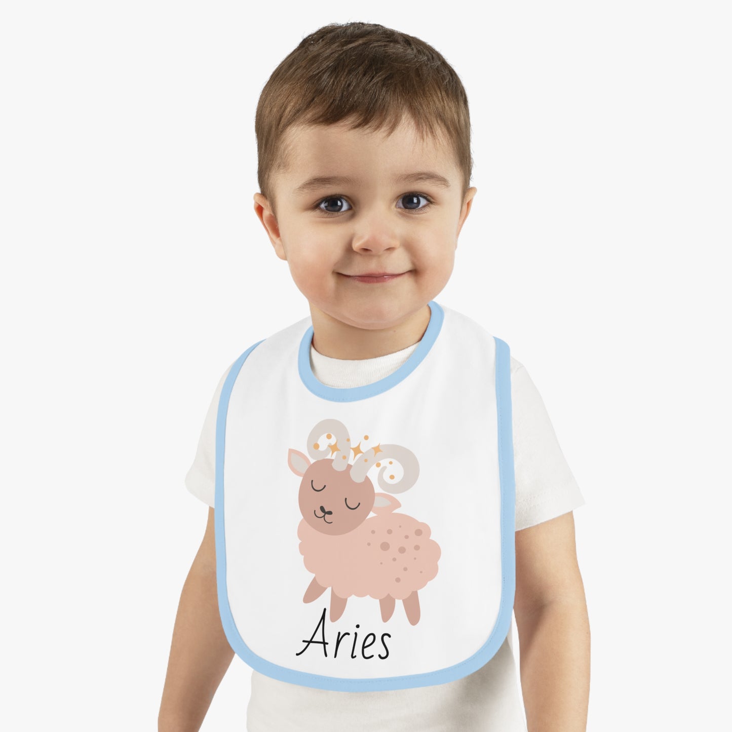 Aries Bib, Aries Baby Bib, Zodiac Sign Bib, Baby Contrast Trim Jersey Bib