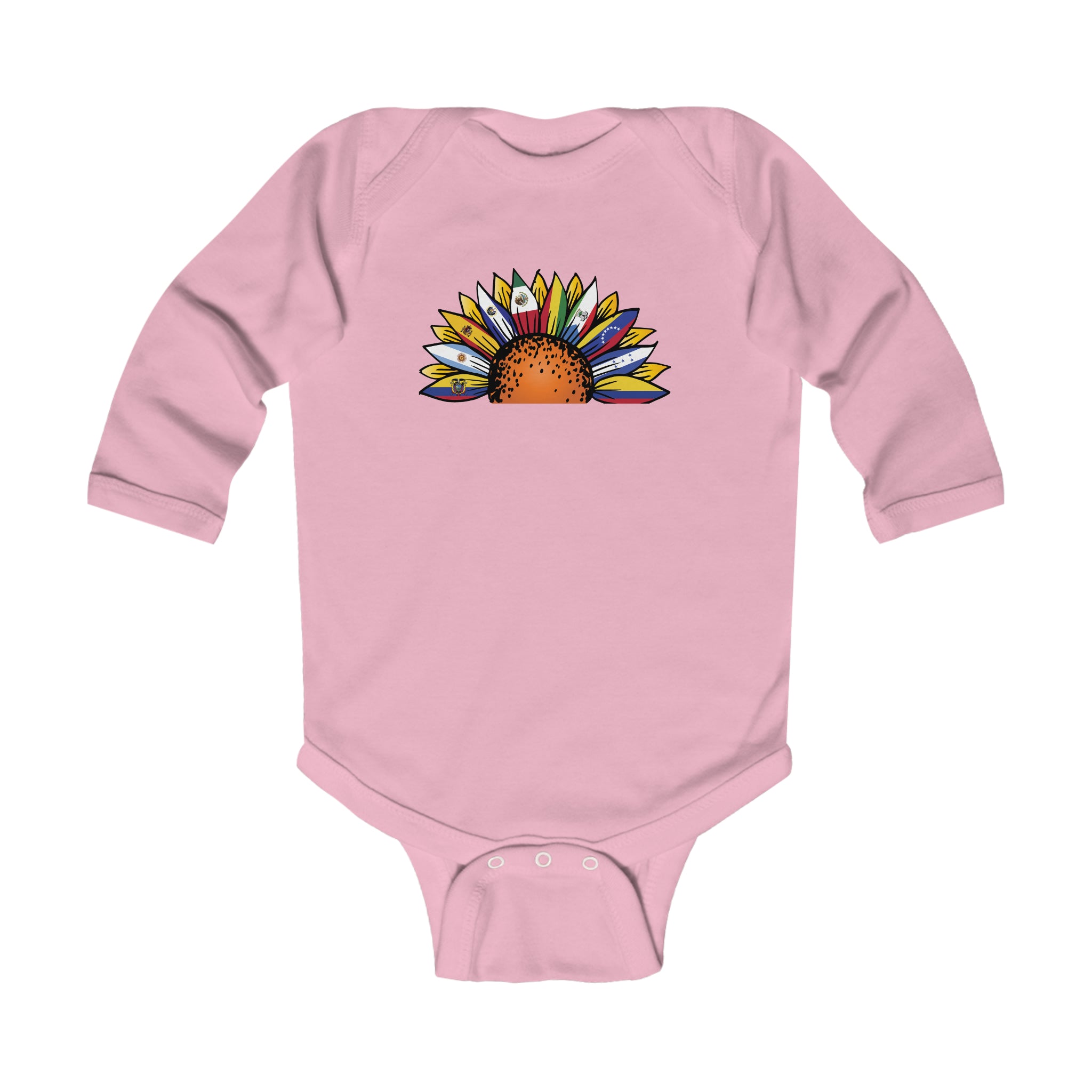 Sunflower Flower Half - Hispanic Heritage Month Infant Long Sleeve Bodysuit