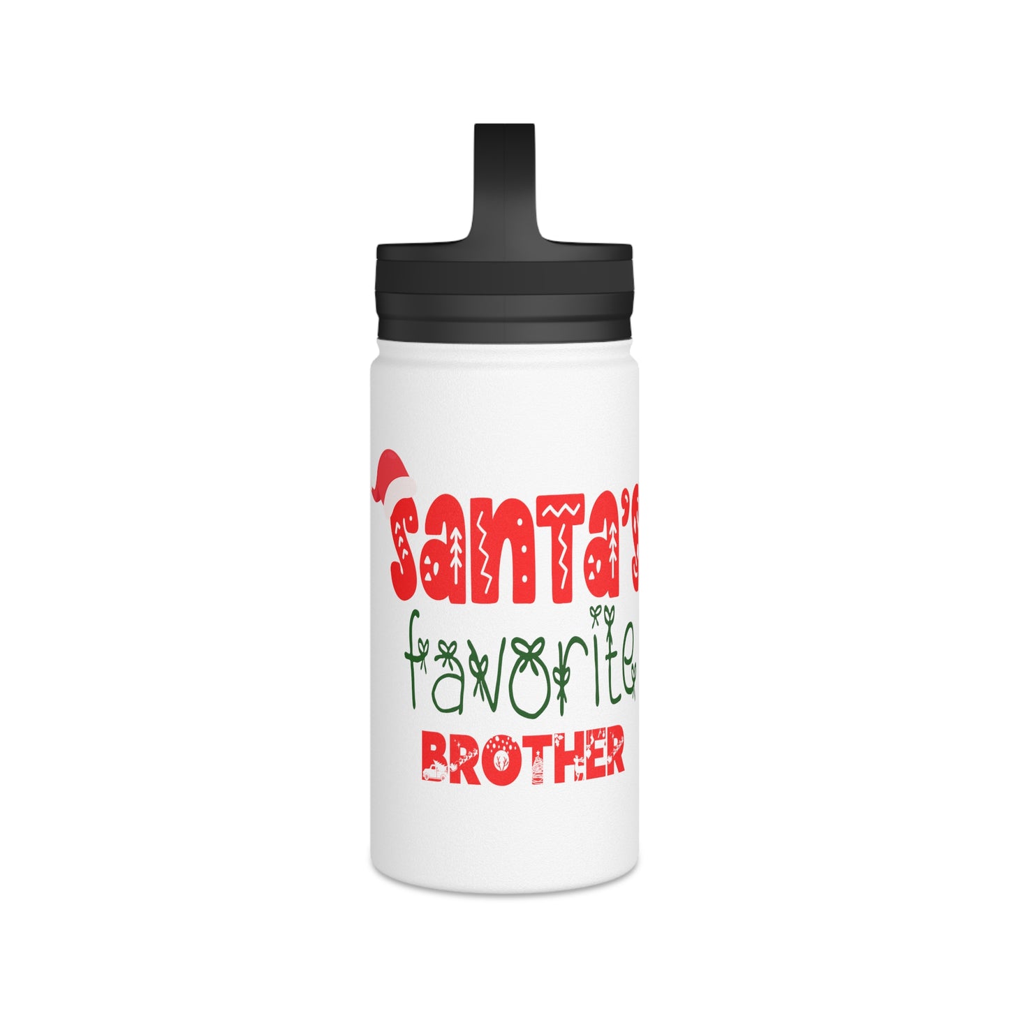 Santa's Favorite Brother Stainless Steel Water Bottle, Handle Lid