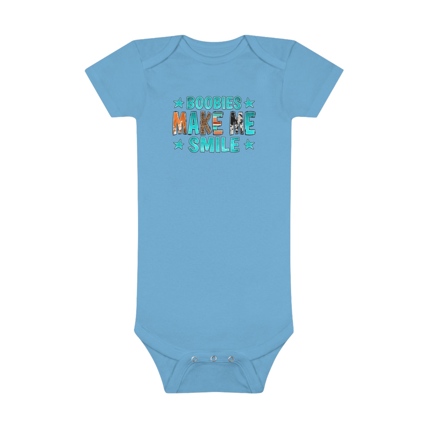 Boobies Make Me Smile Onesie, Baby Short Sleeve Jumpsuit