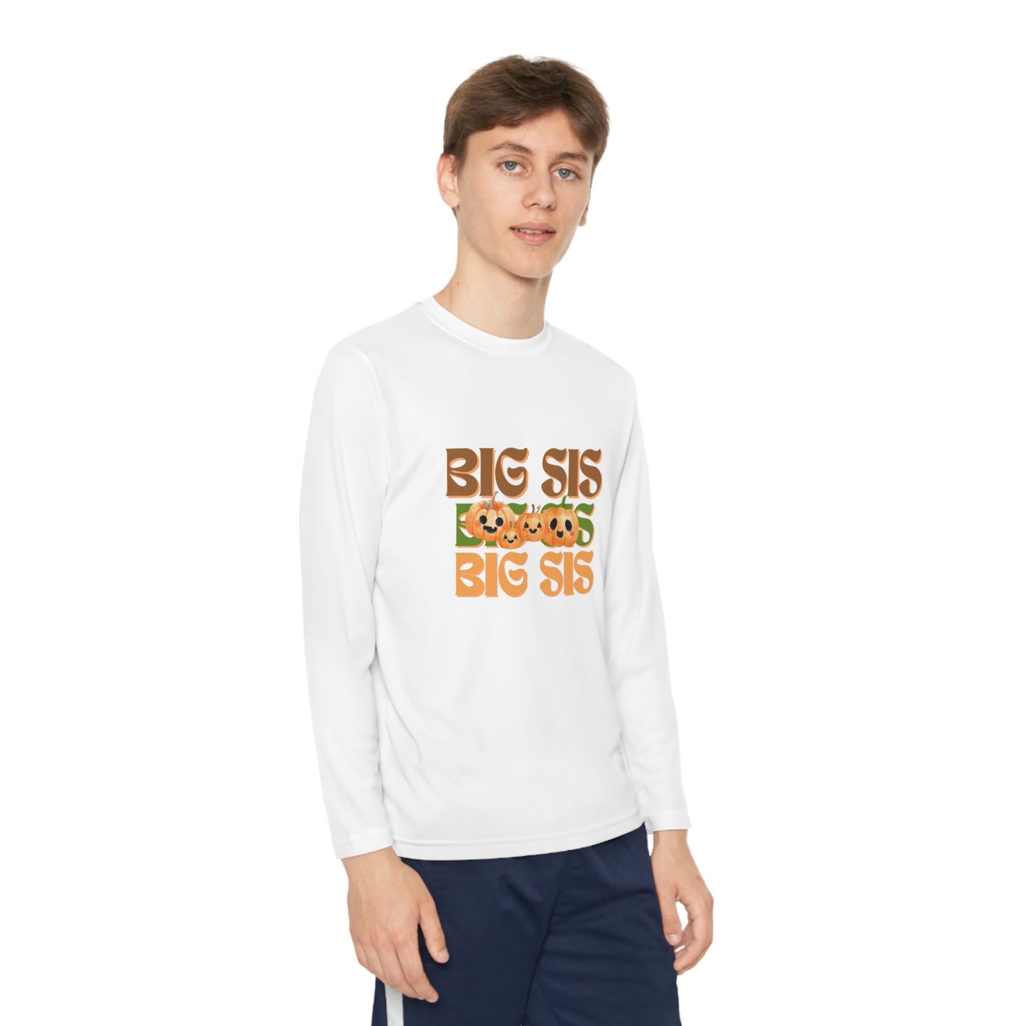 Big Sis Pumpkin Youth Long Sleeve Competitor Tee