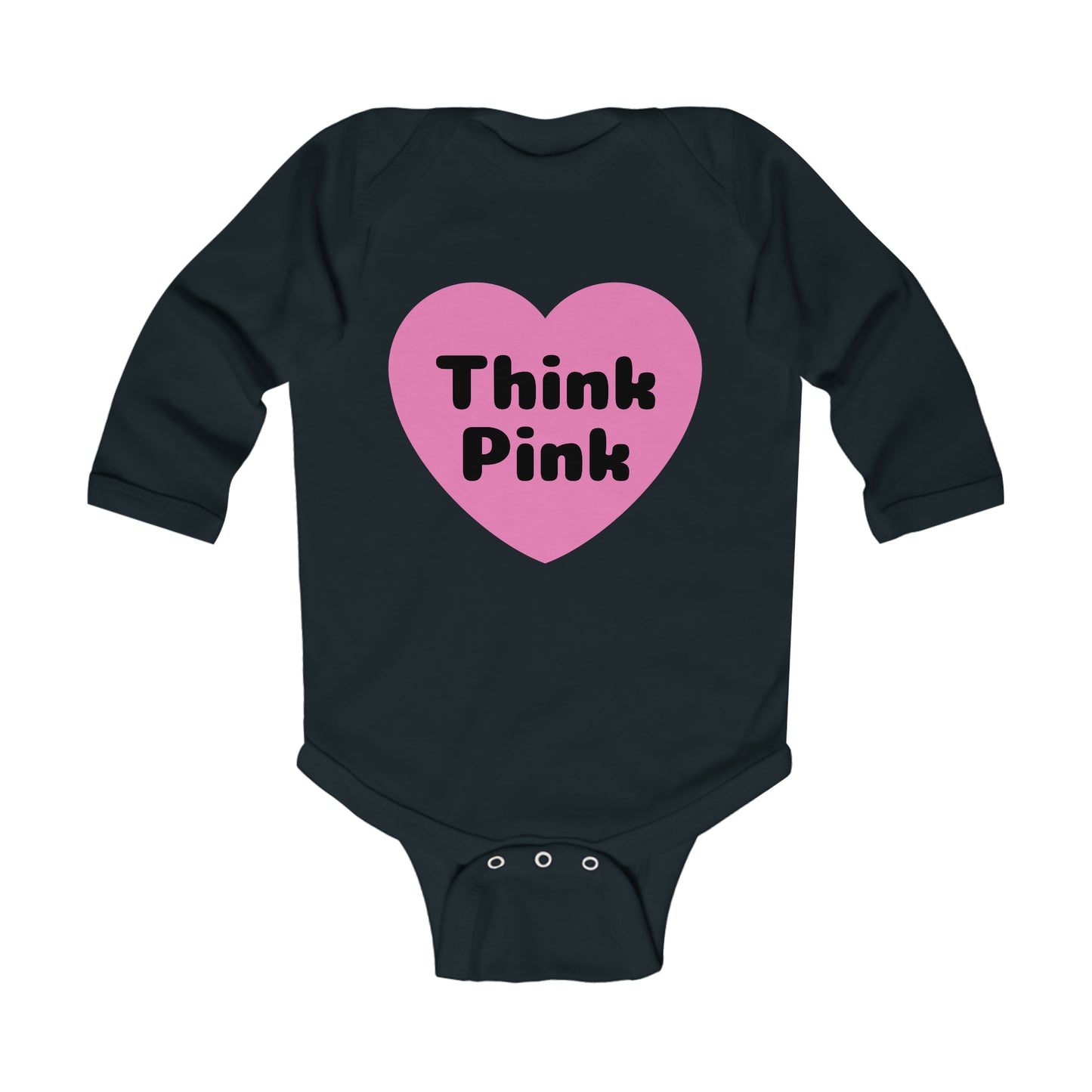 Think Pink Breast Cancer Bodysuit, Infant Long Sleeve Onesie