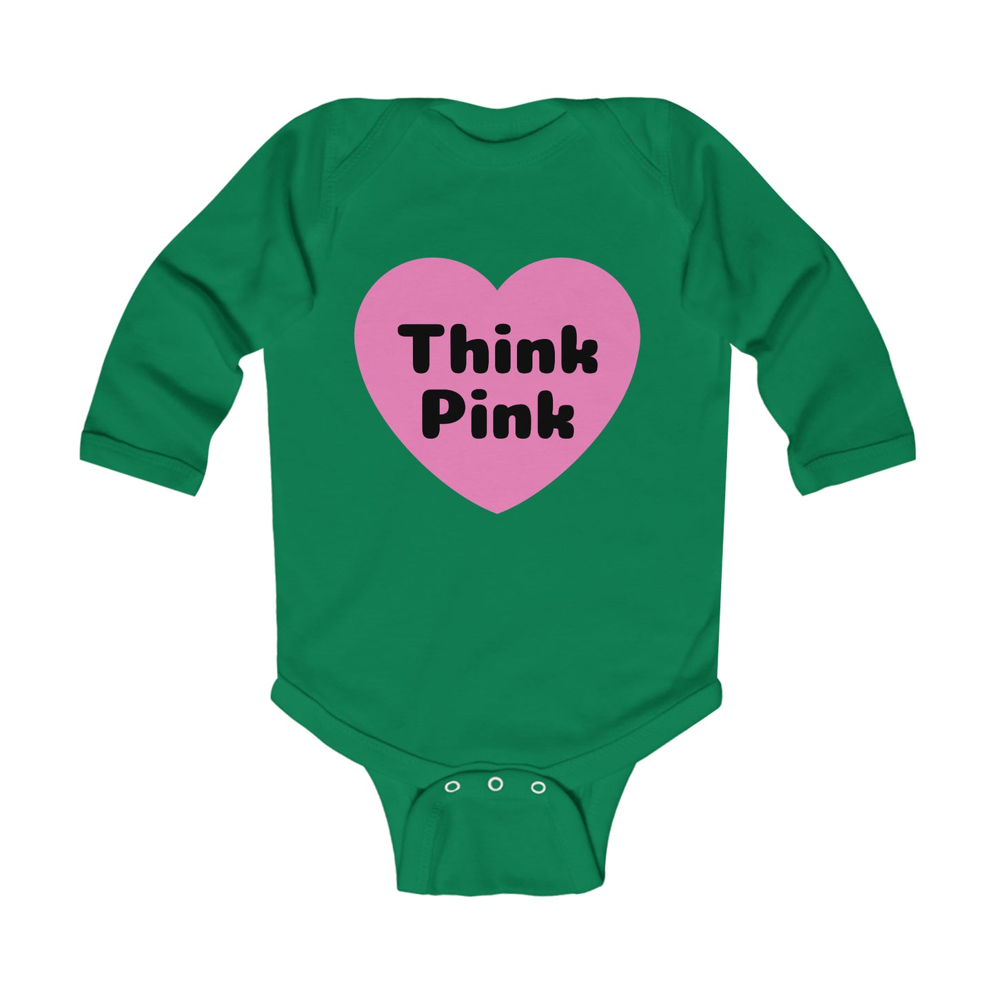 Think Pink Breast Cancer Bodysuit, Infant Long Sleeve Onesie