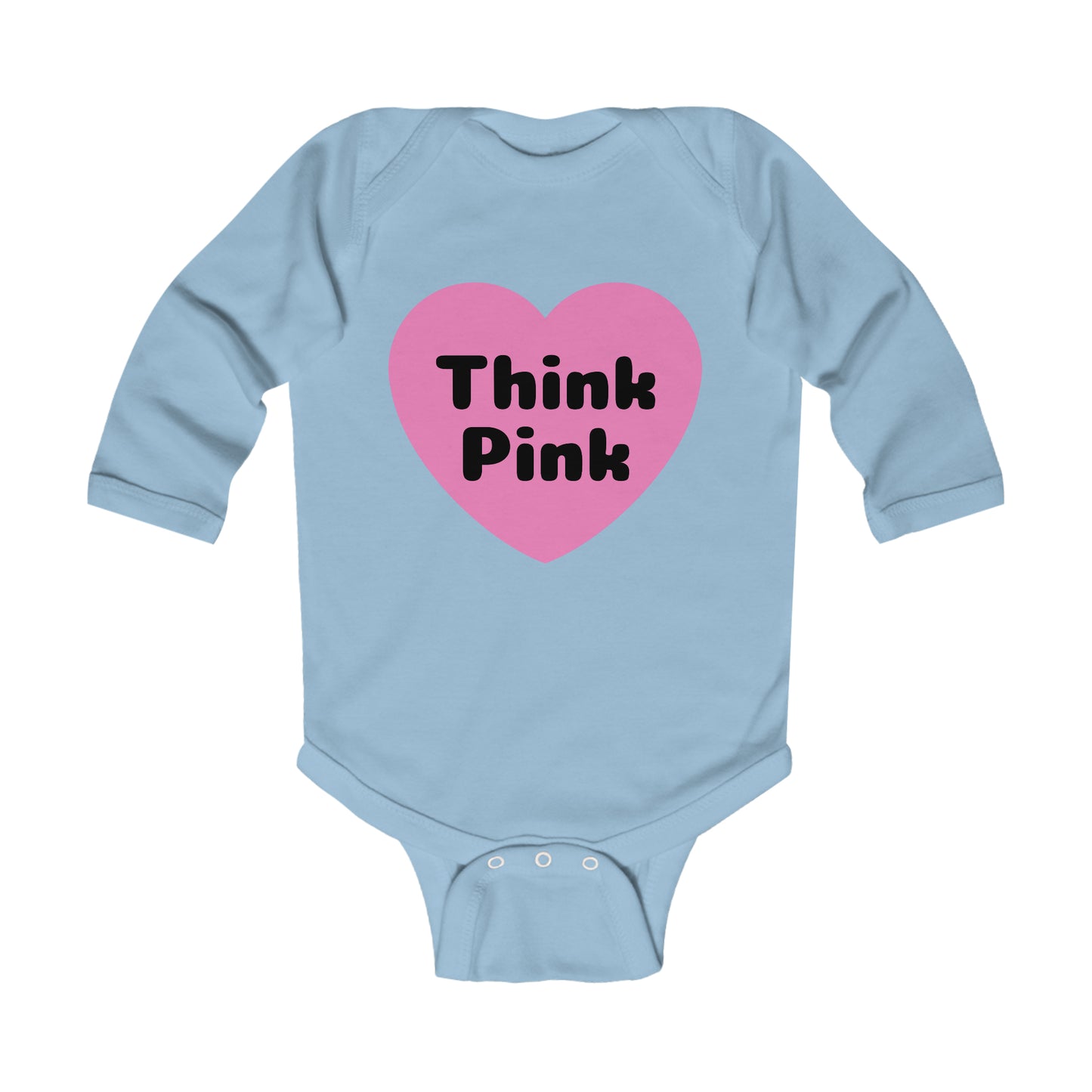 Think Pink Breast Cancer Bodysuit, Infant Long Sleeve Onesie