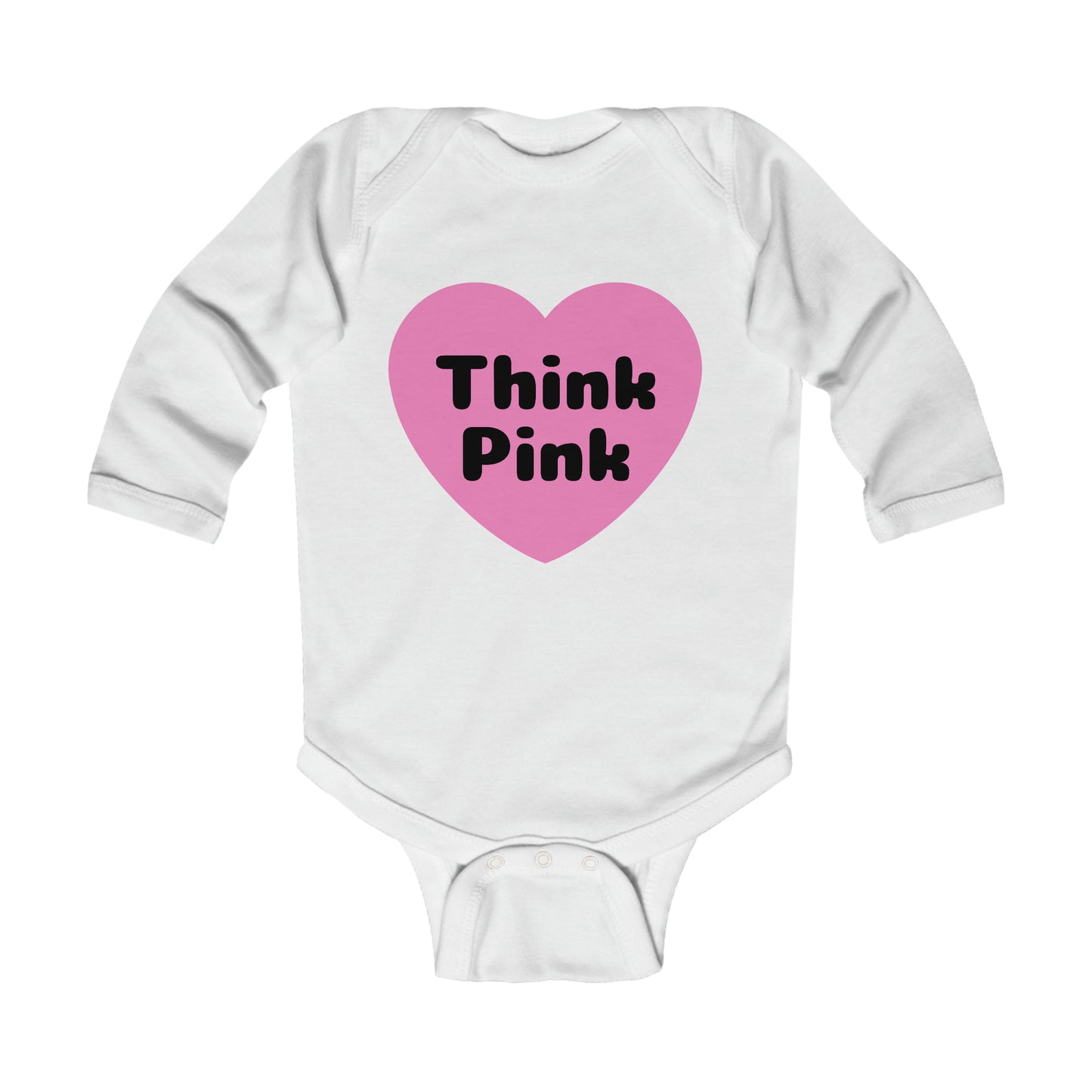 Think Pink Breast Cancer Bodysuit, Infant Long Sleeve Onesie