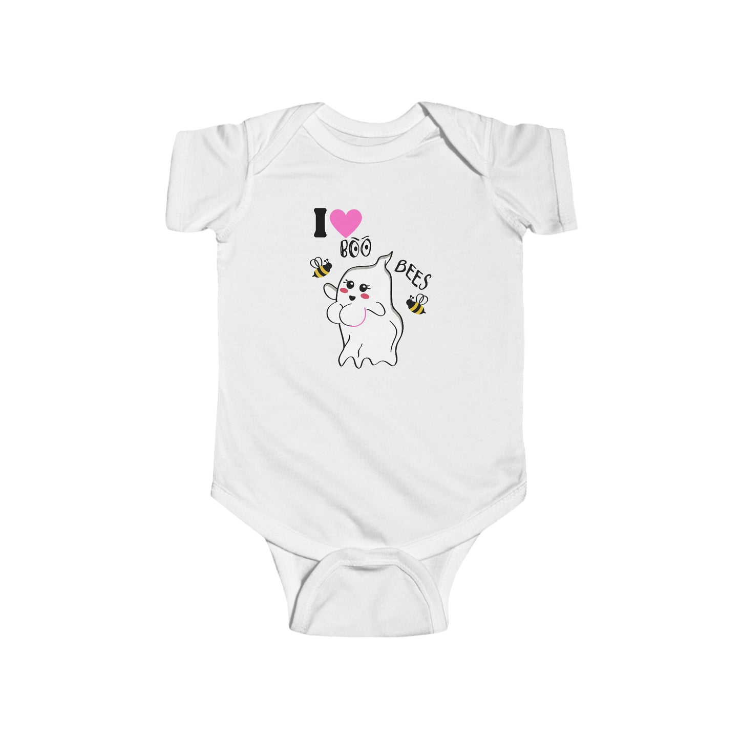 I Love Boo Bees - Breast Cancer Awareness Halloween Bodysuit, Onesie, Infant Fine Jersey Bodysuit