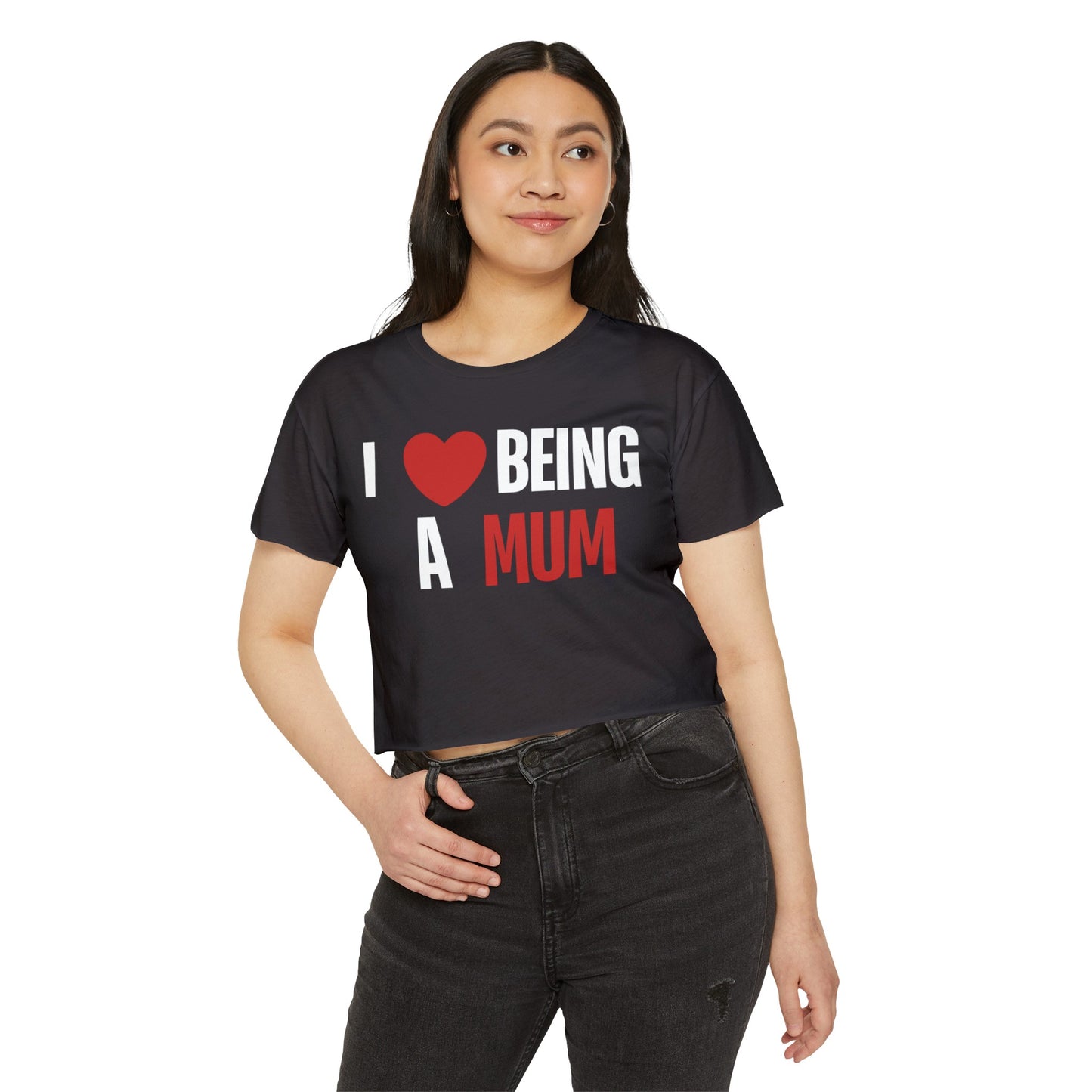 I Love Being A Mum, I Love Being A Mum T-Shirt, My Kids Think, My Family Thinks, My Child Thinks, A Mother Is, Custom Mothers Day Gift for Mom, Women's Festival Crop Top