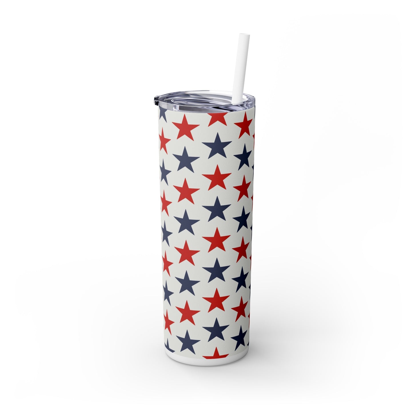 Red & Blue Stars Americana Skinny Tumbler with Straw, 20oz