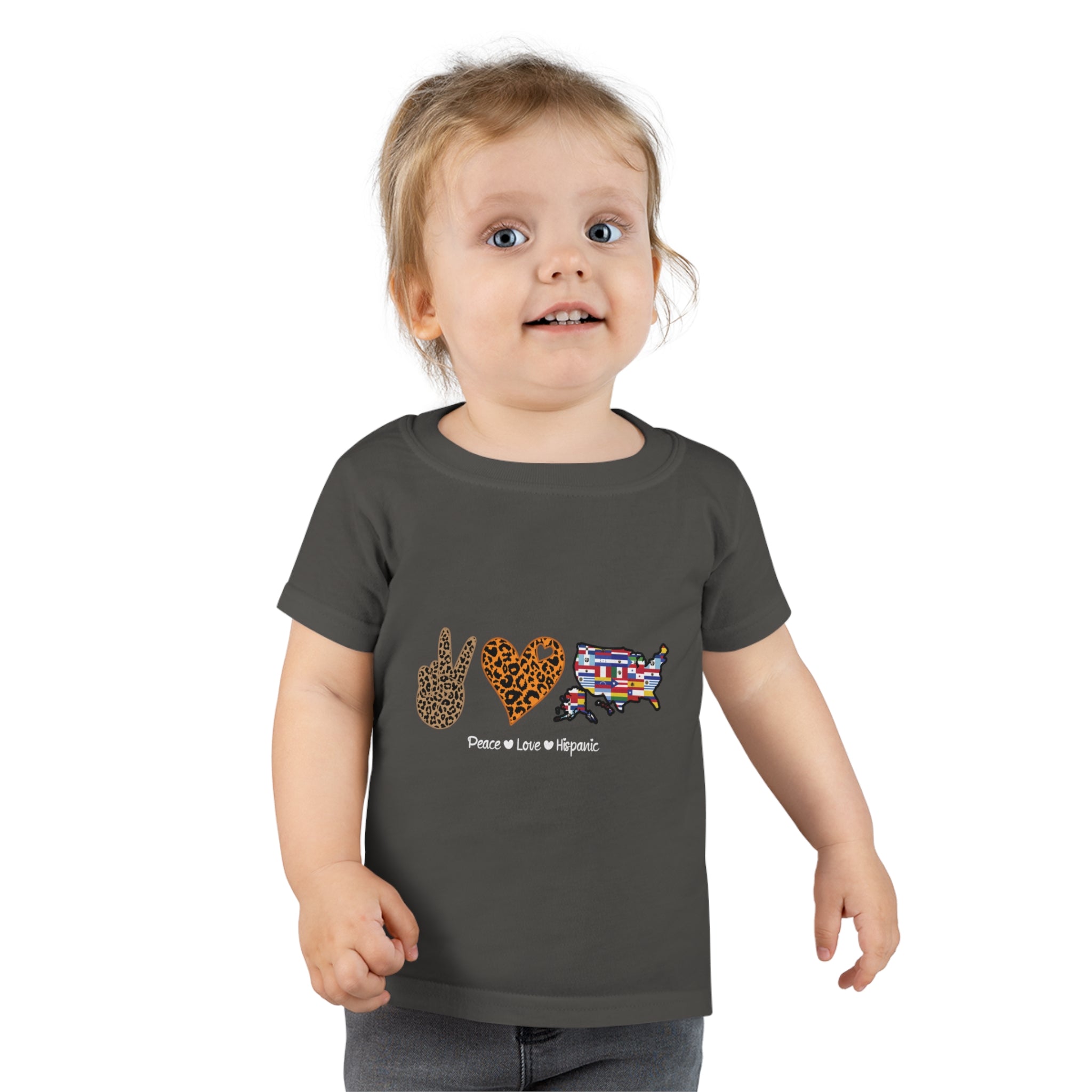 Leopard Peace, Love, Hispanic - Hispanic Heritage Month Toddler T-shirt