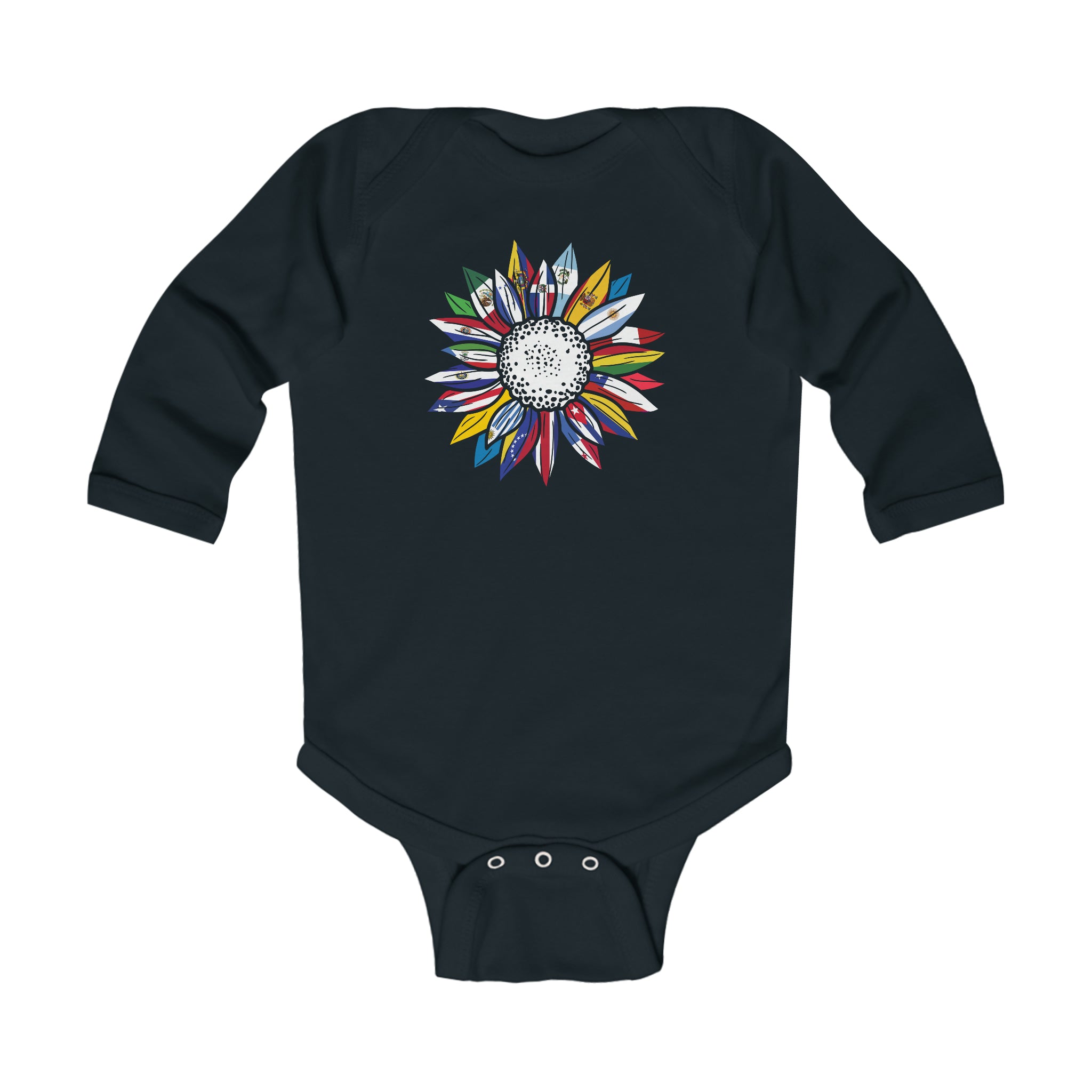 Flag Sunflower - Hispanic Heritage Month Infant Long Sleeve Bodysuit
