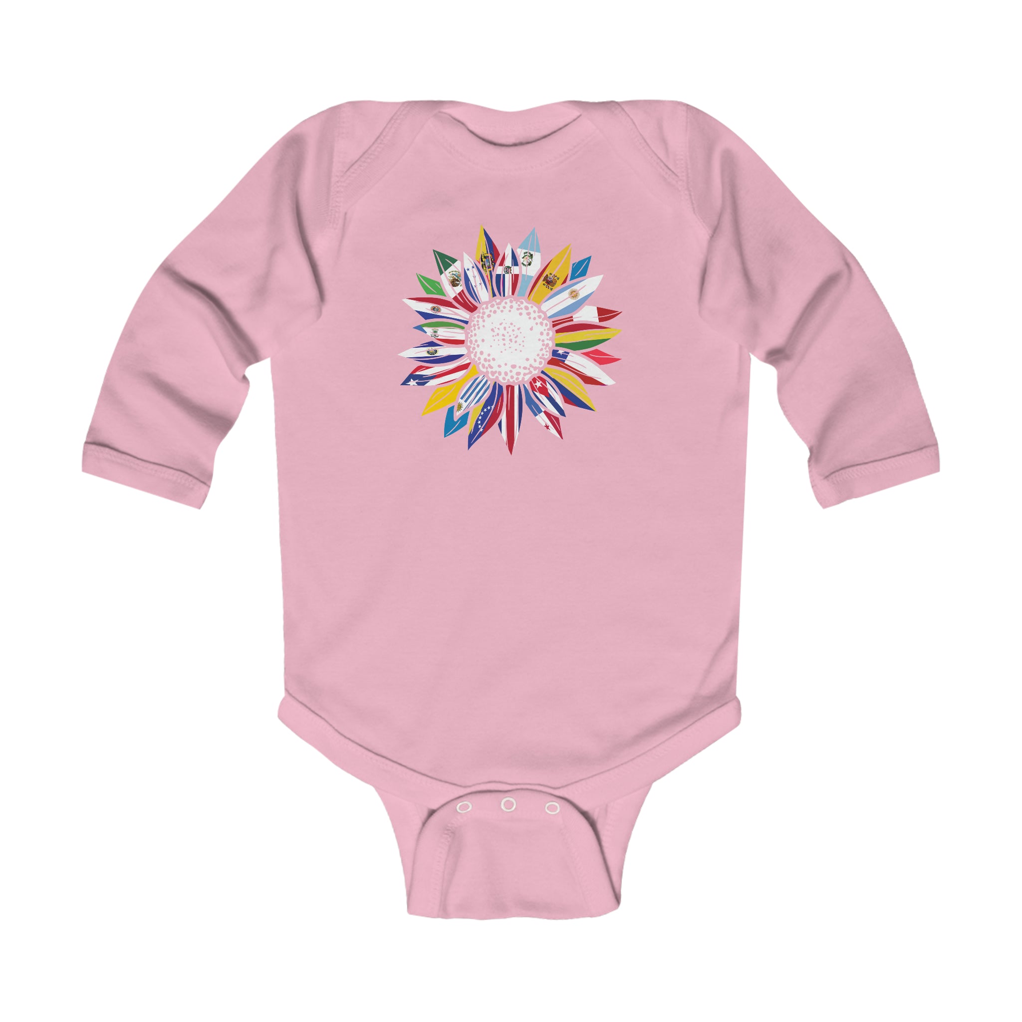 Flag Sunflower - Hispanic Heritage Month Infant Long Sleeve Bodysuit