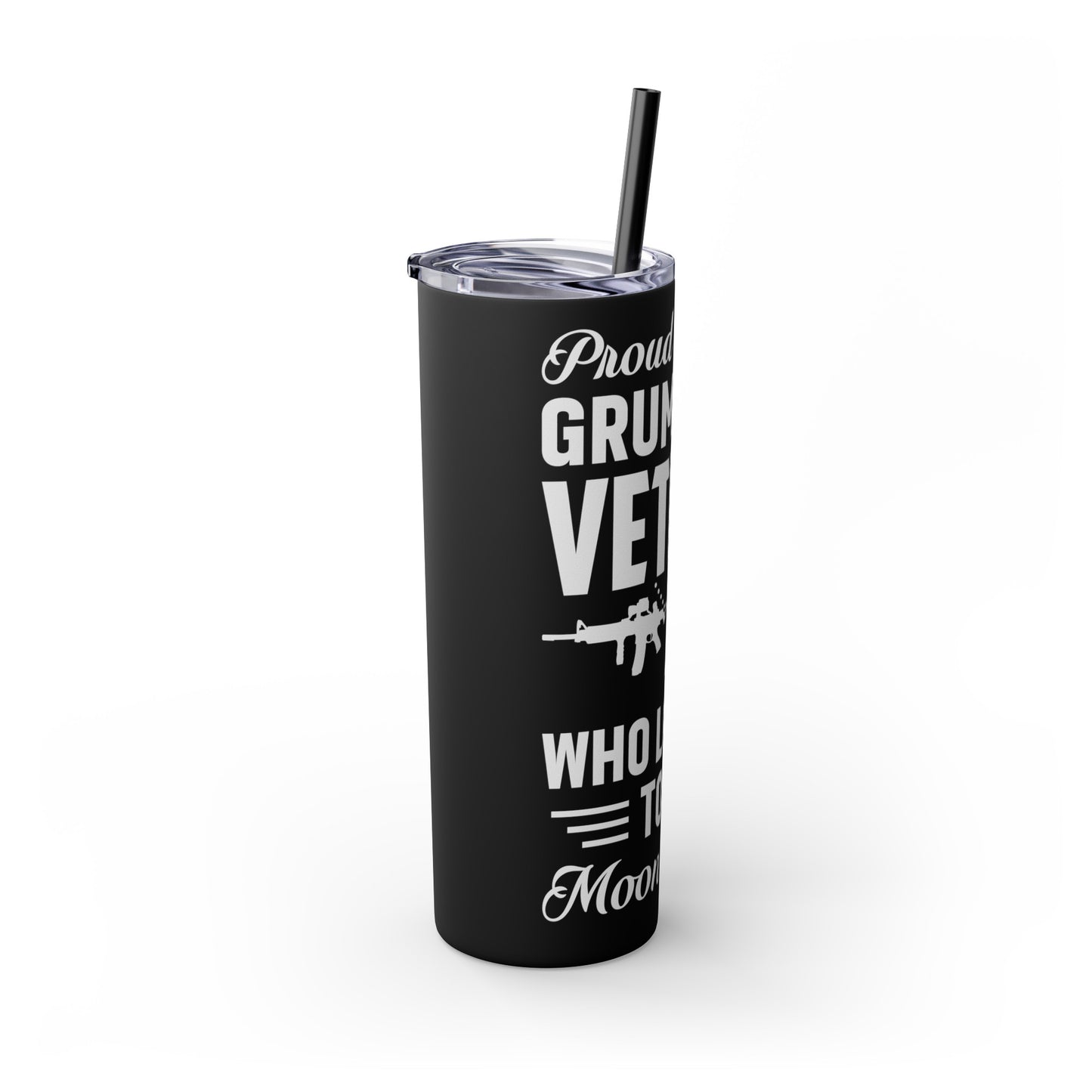 Proud Wife of a Grumpy Old Veteran Skinny Tumbler with Straw, 20oz