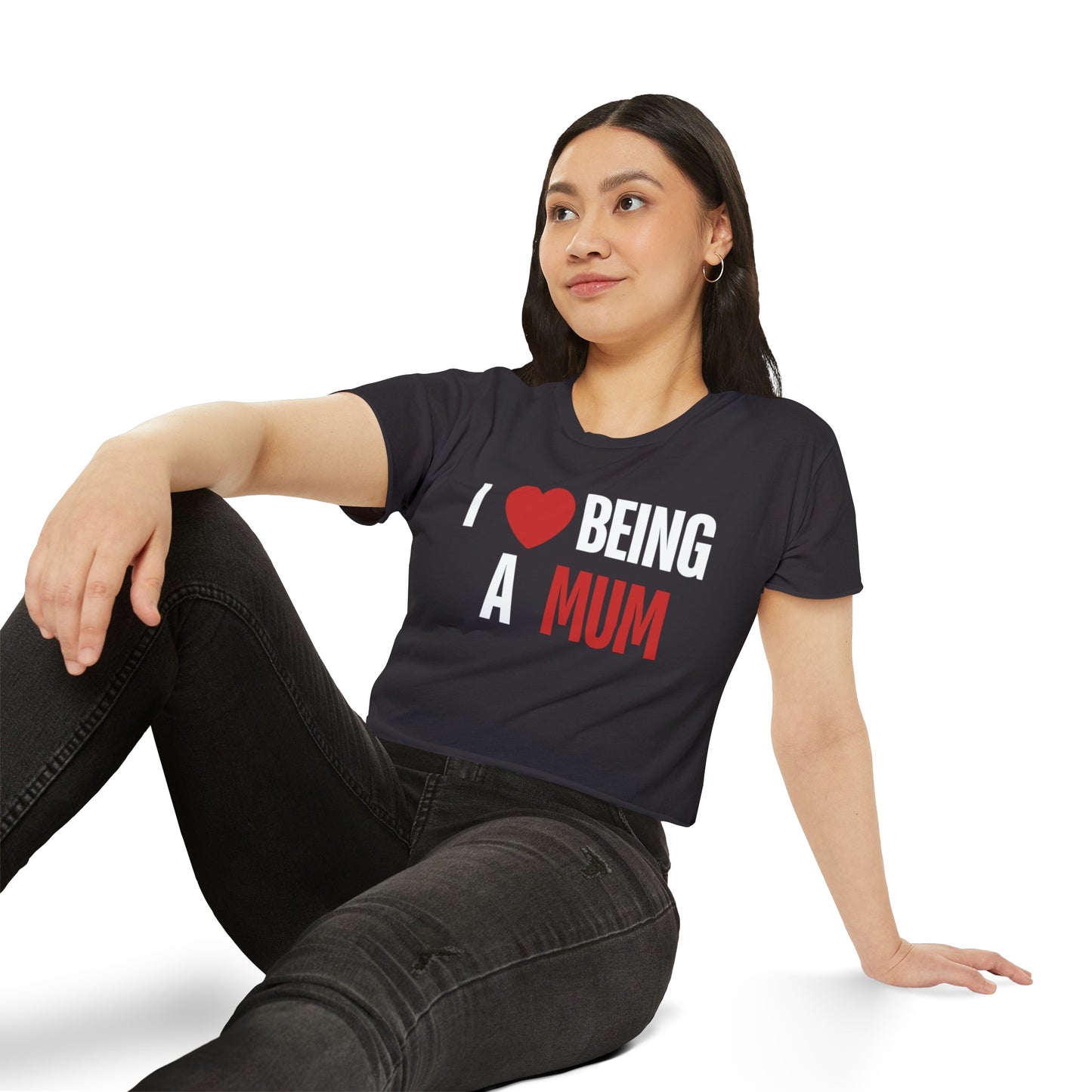 I Love Being A Mum, I Love Being A Mum T-Shirt, My Kids Think, My Family Thinks, My Child Thinks, A Mother Is, Custom Mothers Day Gift for Mom, Women's Festival Crop Top