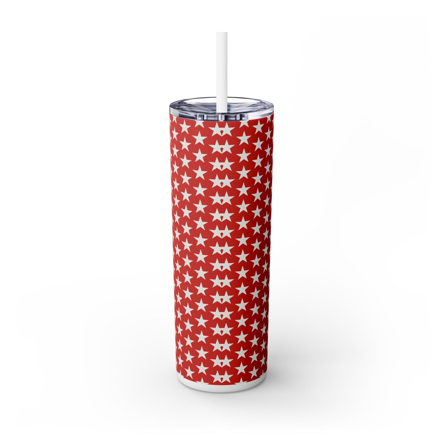 Red Stars Americana Skinny Tumbler with Straw, 20oz