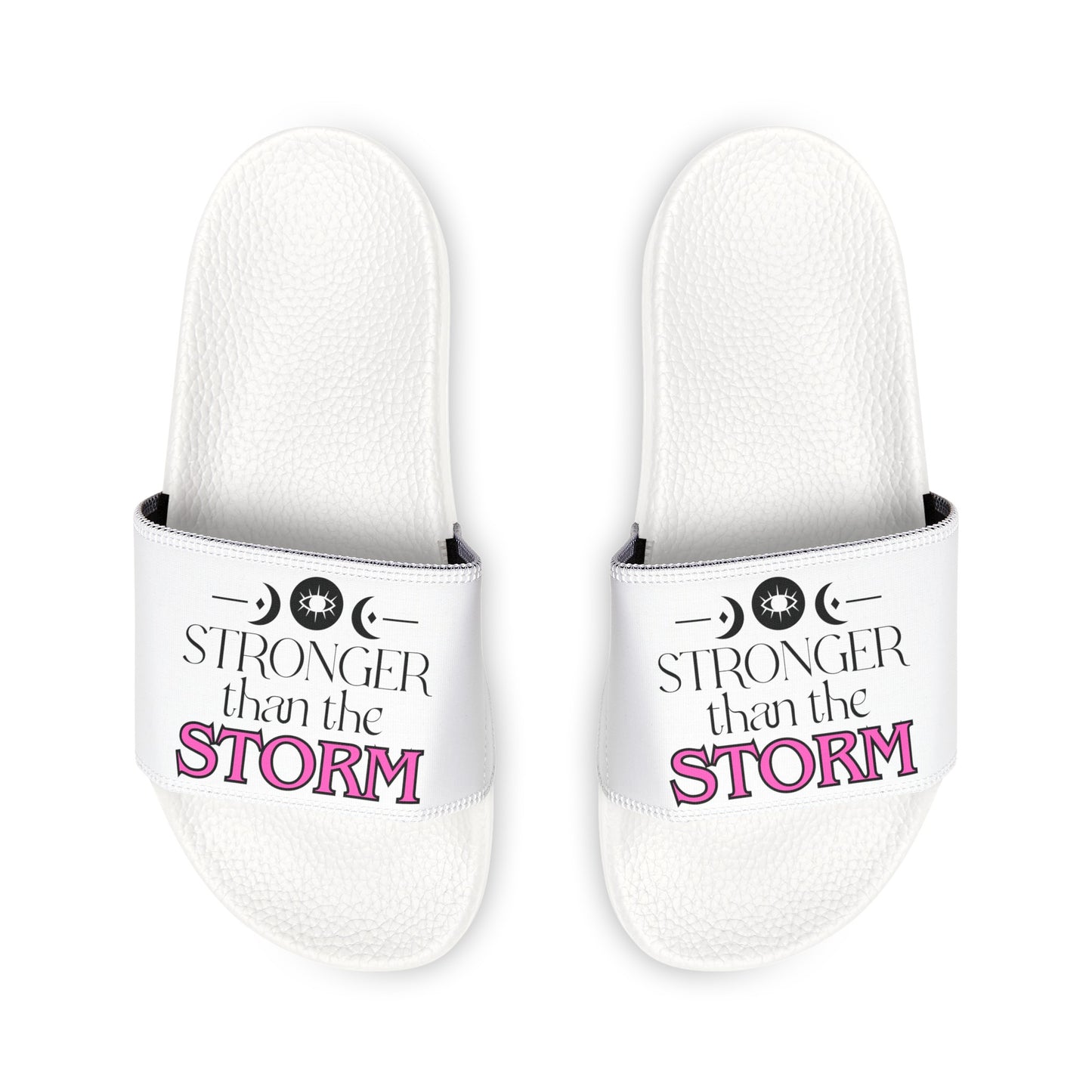 Stronger Than The Storm, Summer, Beach, Pool, Vacation, Slide Sandals, Women's PU Slide Sandals