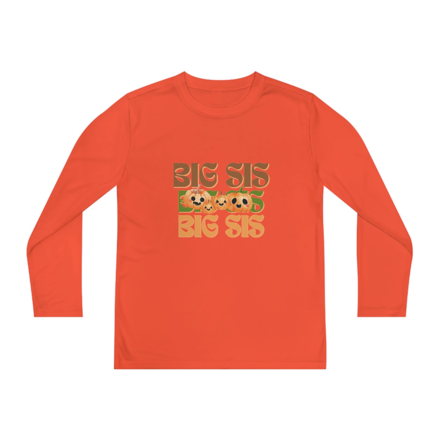 Big Sis Pumpkin Youth Long Sleeve Competitor Tee