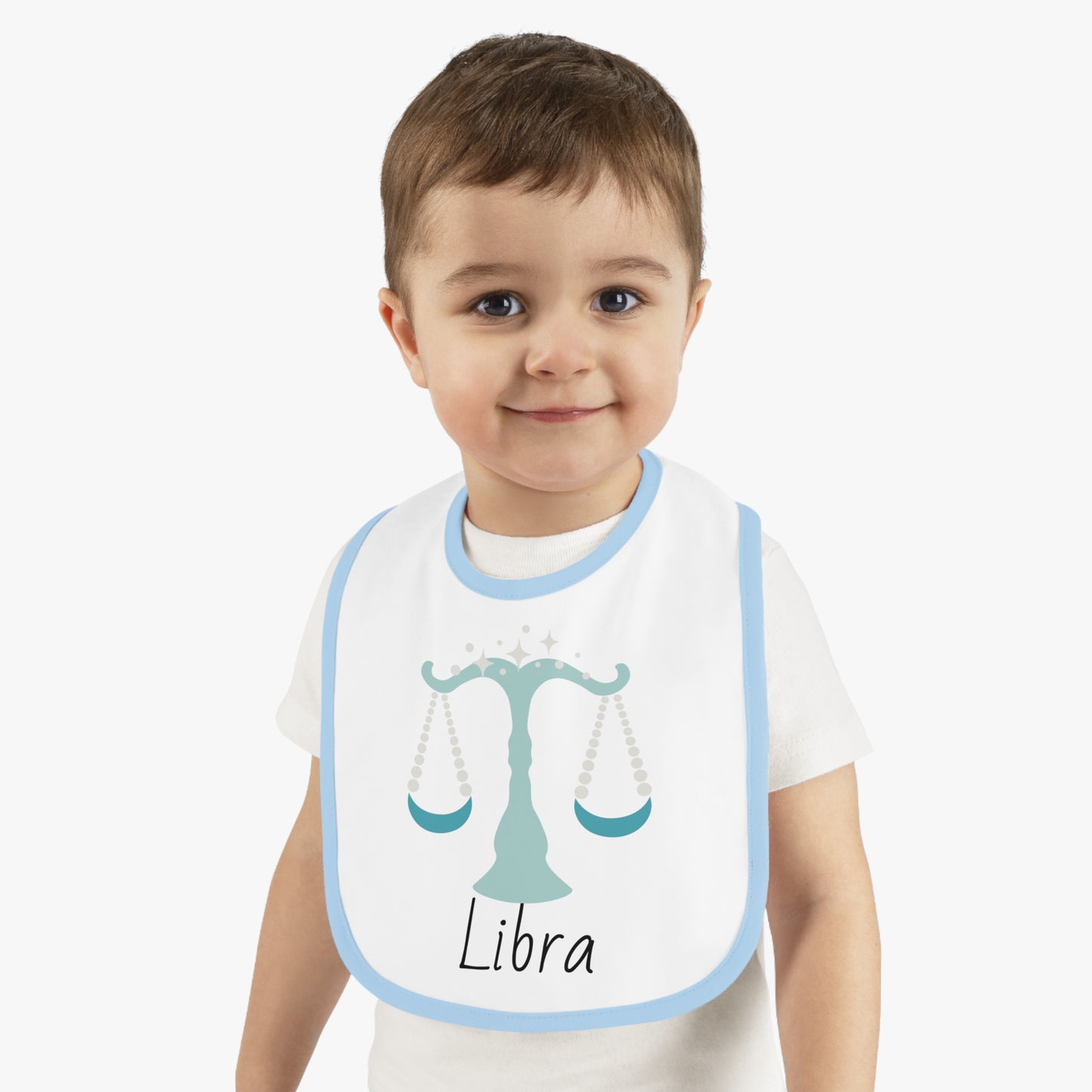 Libra Bib, Libra Baby Bib, Zodiac Sign Bib, Baby Contrast Trim Jersey Bib