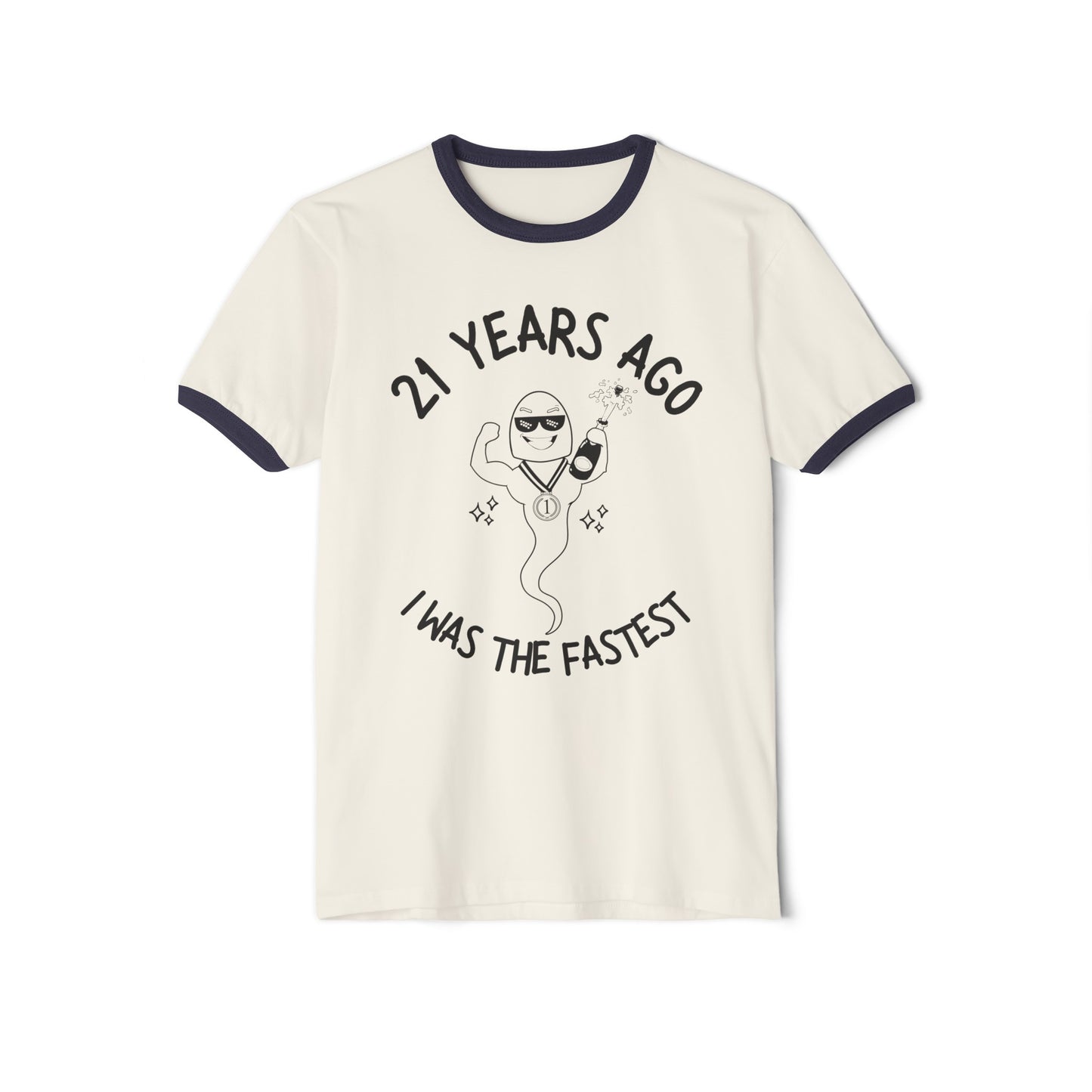 21 Years Ago I was the Fastest, 21st Birthday Tee, 21st Birthday Ringer Tee, 21st Birthday funny tee, funny 21st tee, Unisex Cotton Ringer T-Shirt