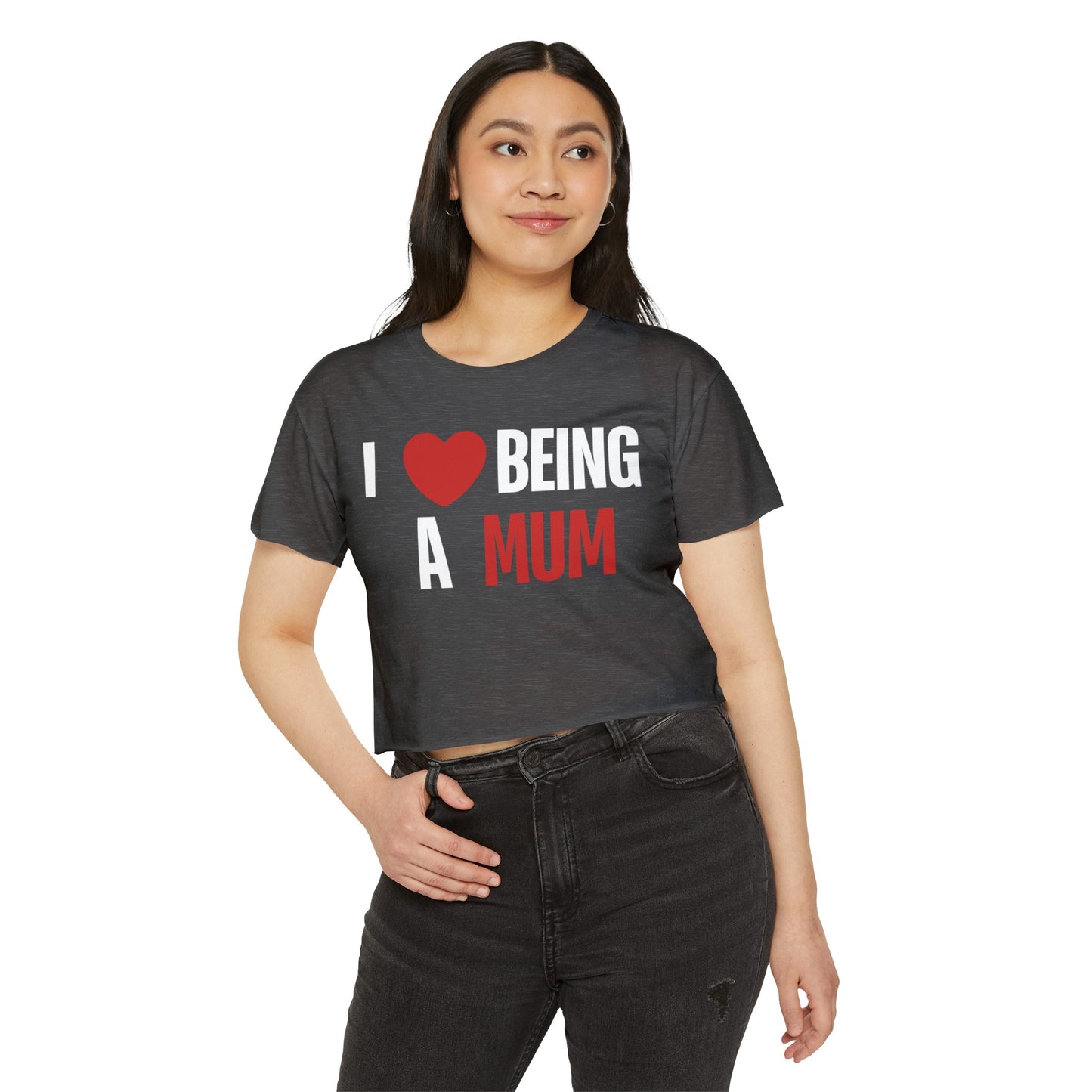 I Love Being A Mum, I Love Being A Mum T-Shirt, My Kids Think, My Family Thinks, My Child Thinks, A Mother Is, Custom Mothers Day Gift for Mom, Women's Festival Crop Top