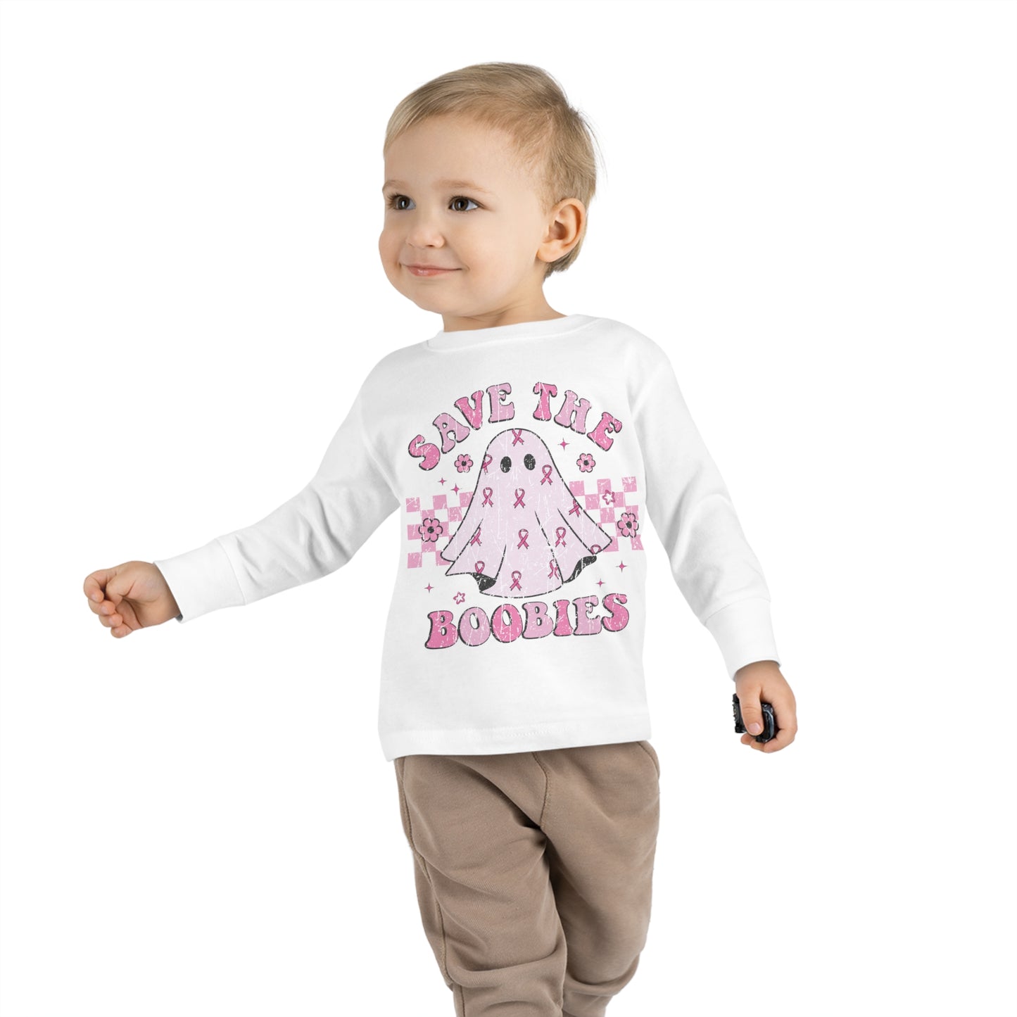 Save The Boobies Toddler Long Sleeve Tee