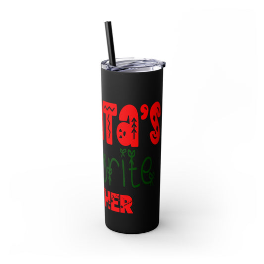 Santa's Favorite Father Skinny Tumbler with Straw, 20oz