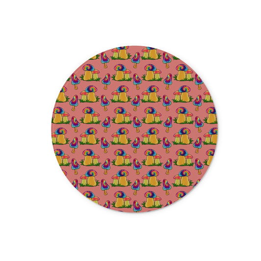 Retro Mushroom Pattern - Pink Glass Chopping Board