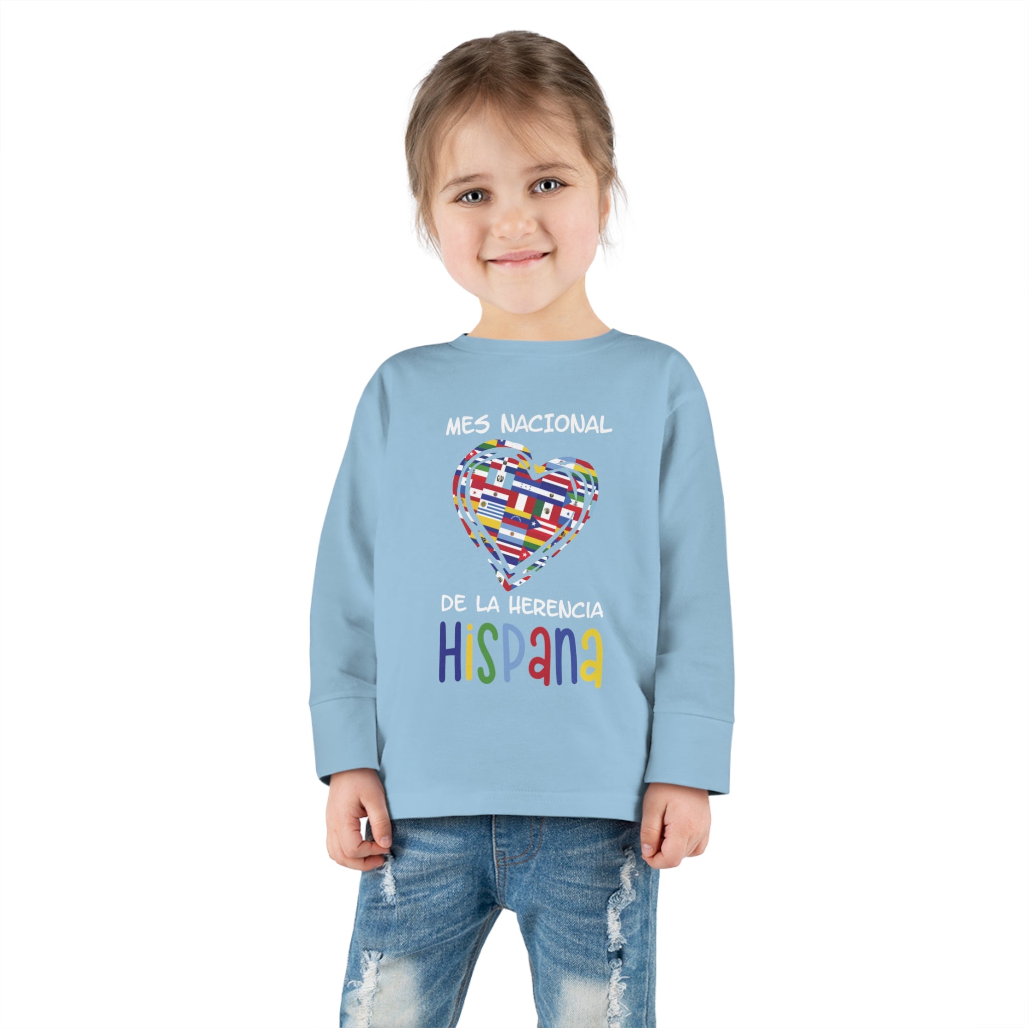 Mes Nacional Heart - Hispanic Heritage Month Toddler Long Sleeve Tee