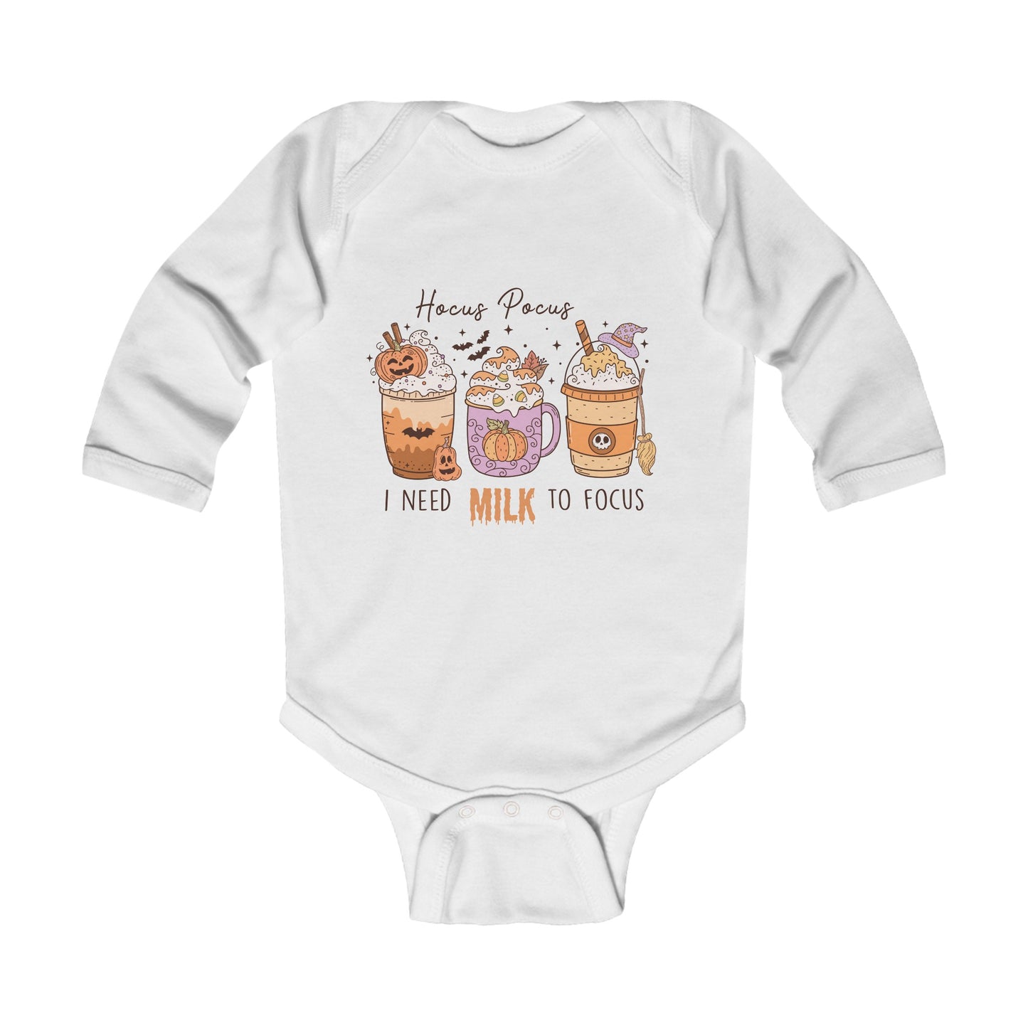 Hocus Pocus I Need Milk To Focus Infant Long Sleeve Bodysuit