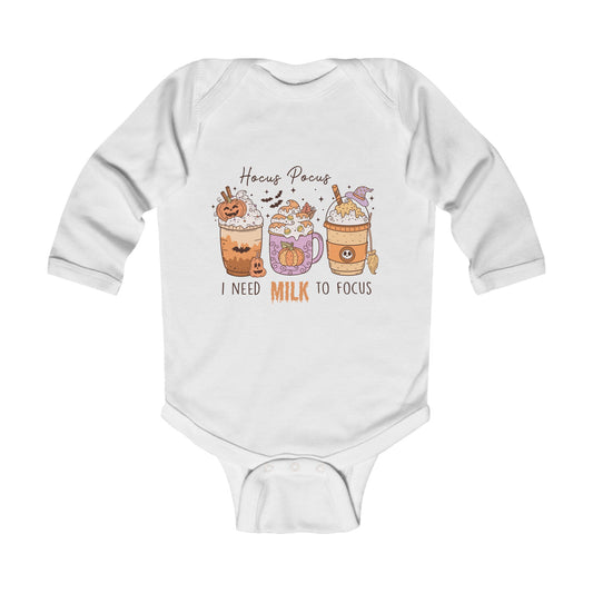 Hocus Pocus I Need Milk To Focus Infant Long Sleeve Bodysuit