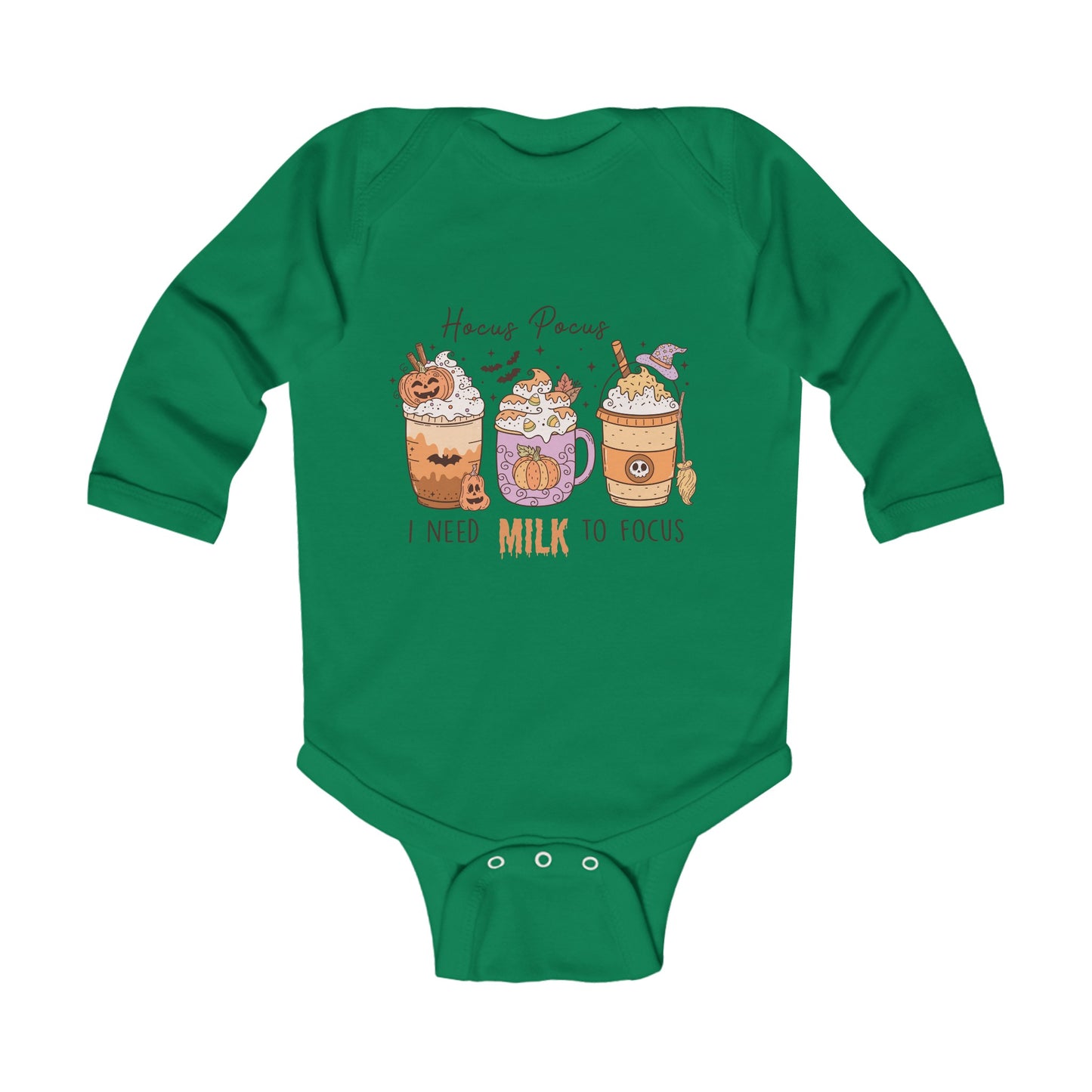 Hocus Pocus I Need Milk To Focus Infant Long Sleeve Bodysuit