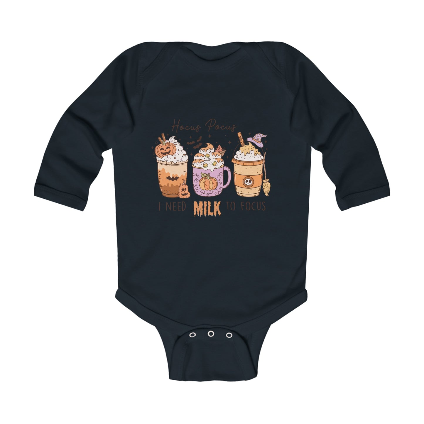 Hocus Pocus I Need Milk To Focus Infant Long Sleeve Bodysuit