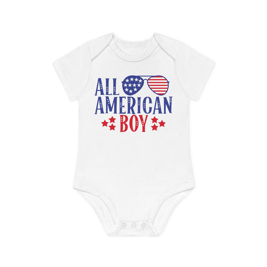 All American Boy, All American Boy Onesie, All American Boy Bodysuit, All American Boy Jumpsuit, Baby Organic Short Sleeve Bodysuit