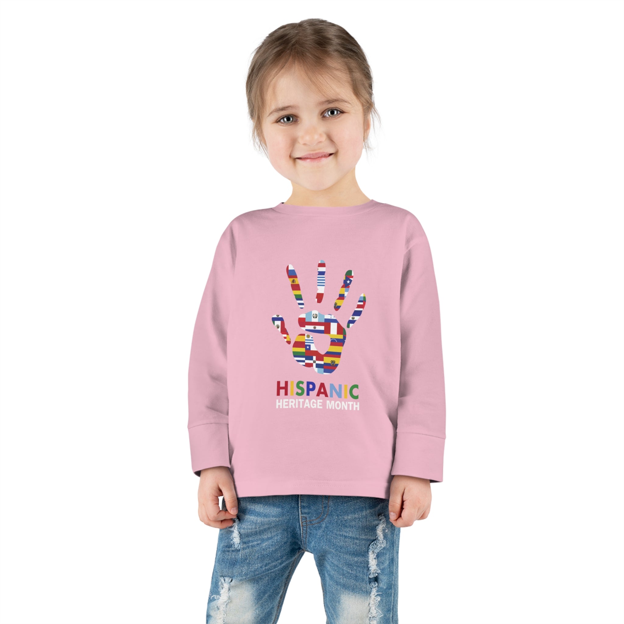 Flag Handprint - Hispanic Heritage Month Toddler Long Sleeve Tee