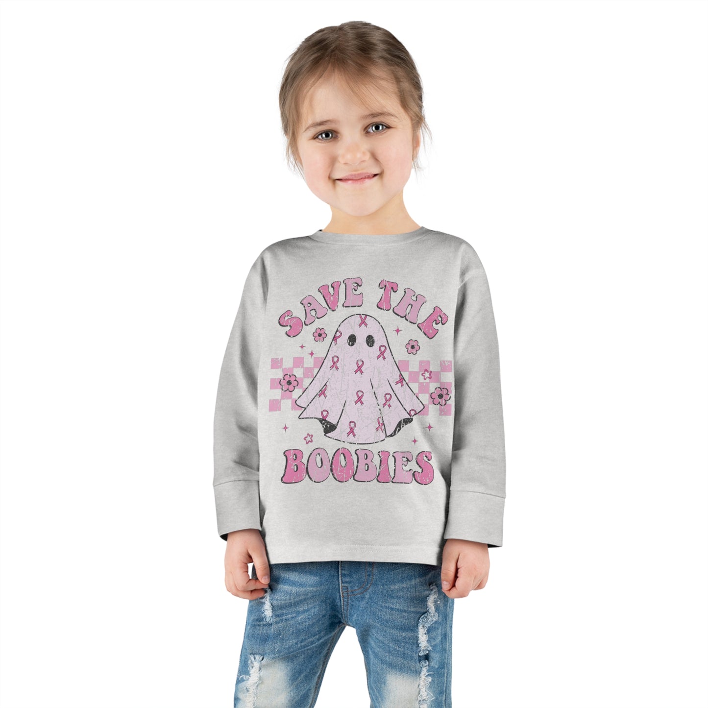 Save The Boobies Toddler Long Sleeve Tee