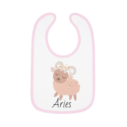 Aries Bib, Aries Baby Bib, Zodiac Sign Bib, Baby Contrast Trim Jersey Bib