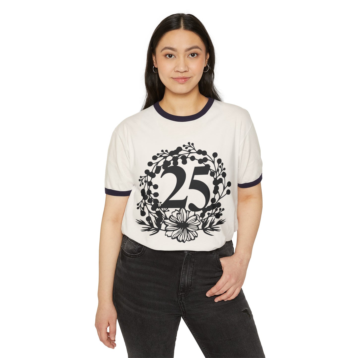 25th Birthday, 25th Anniversary, 25th Birthday Tee, 25th Anniversary Tee, Unisex Cotton Ringer T-Shirt