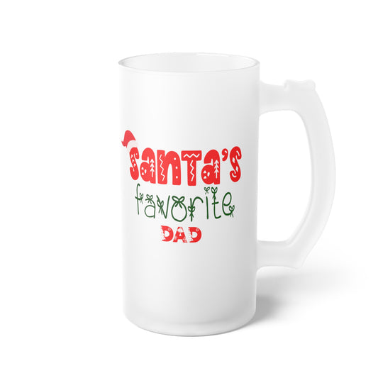 Santa's Favorite Dad Frosted Glass Beer Mug