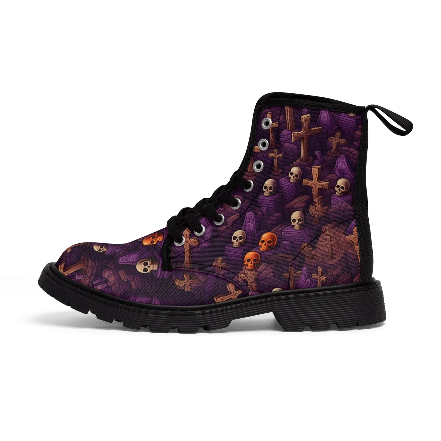 Skulls & Crosses Halloween Men's Canvas Boots