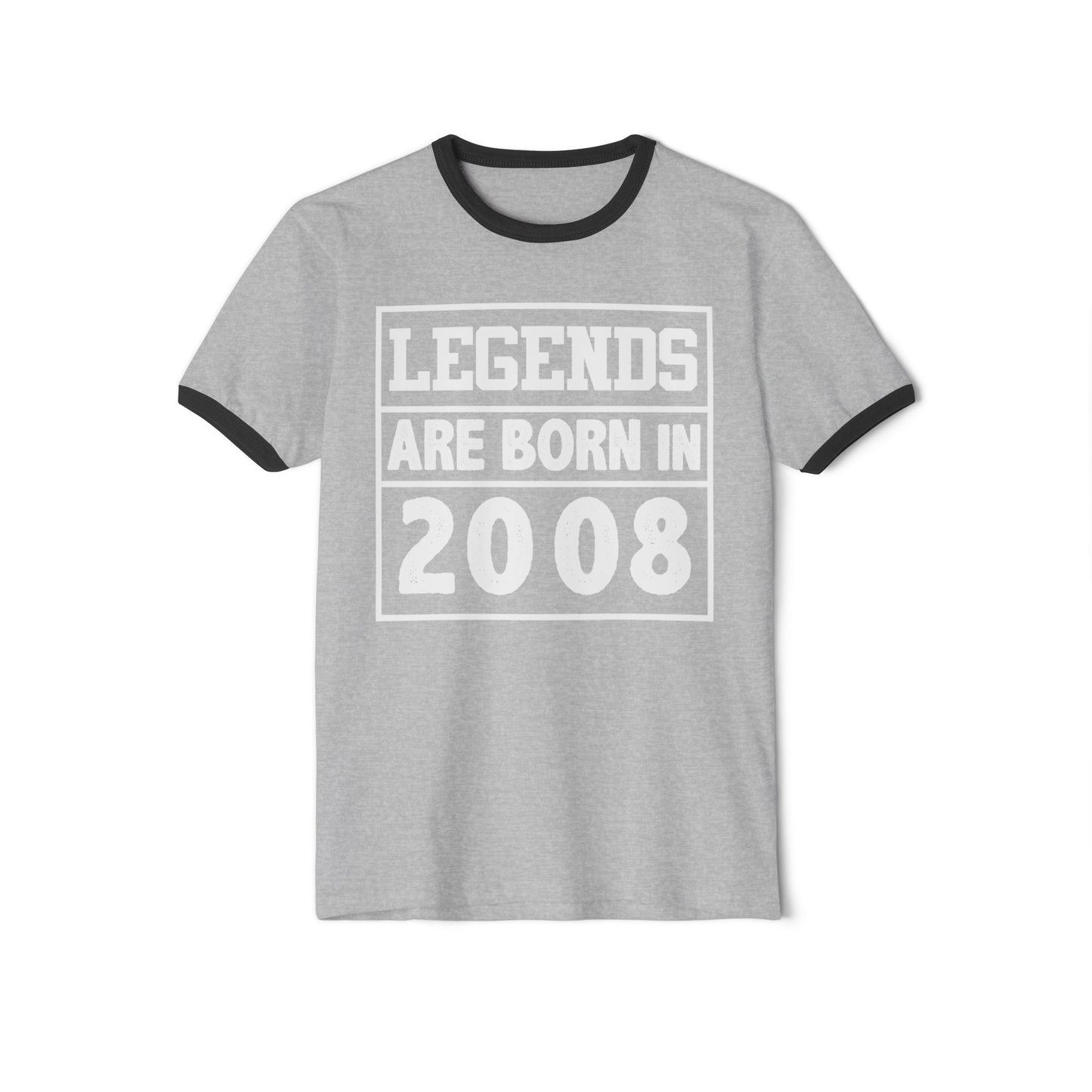 Legends Are Born in 2008, born in 2008, 16th birthday tee, 16th birthday ringer tee, Unisex Cotton Ringer T-Shirt