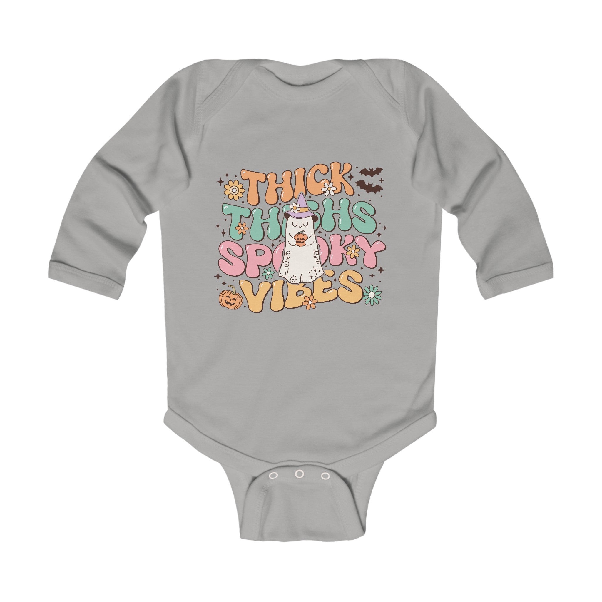 Thick Thighs Spooky Vibes Infant Long Sleeve Bodysuit
