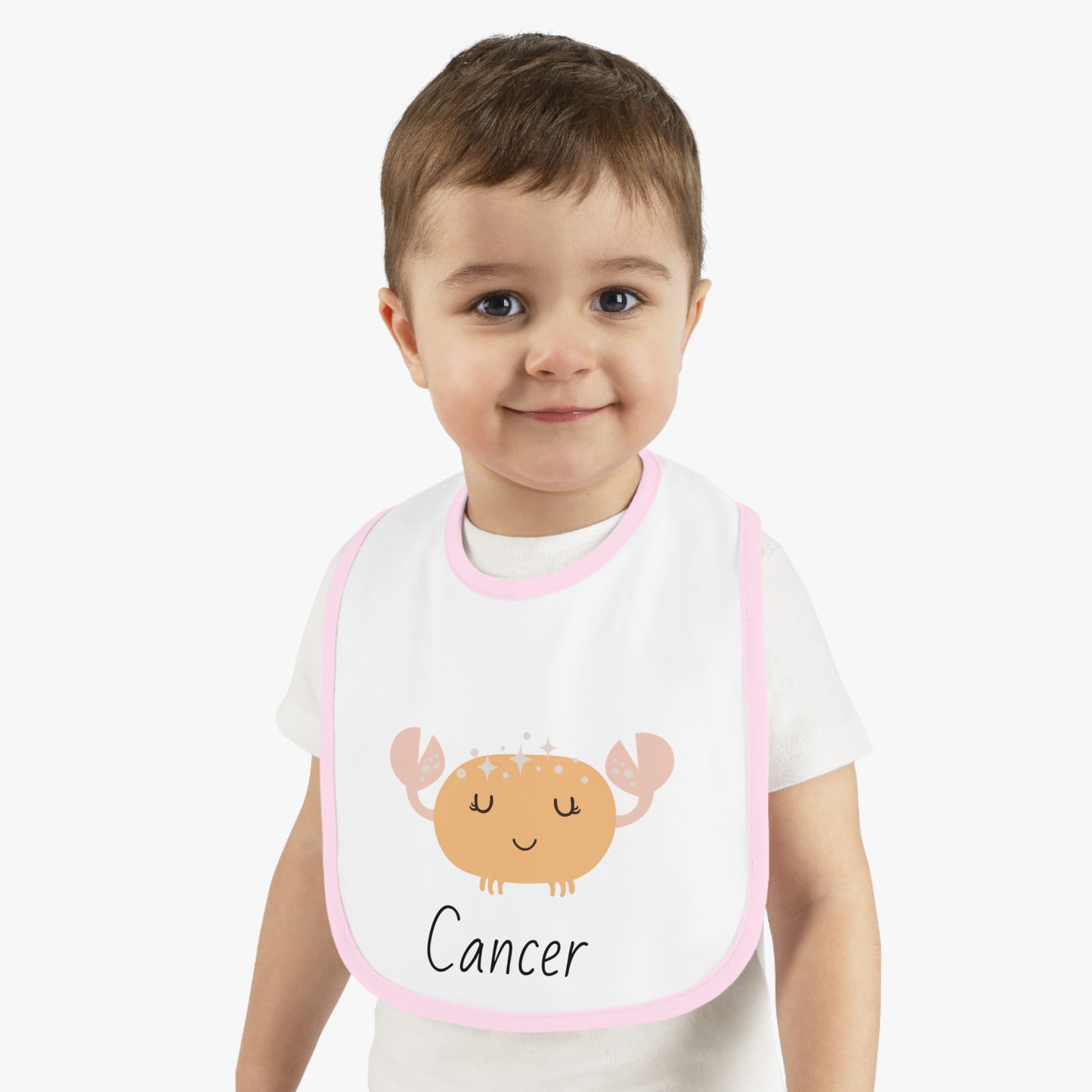 Cancer Bib, Cancer Baby Bib, Zodiac Sign Bib, Baby Contrast Trim Jersey Bib